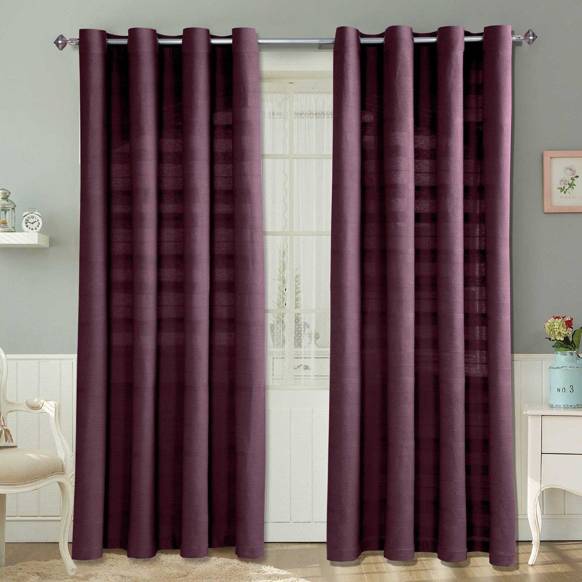 Homescapes Gardine Gardinen mit Ösen Rajput lila 2er Set, 182 x 167 cm günstig online kaufen