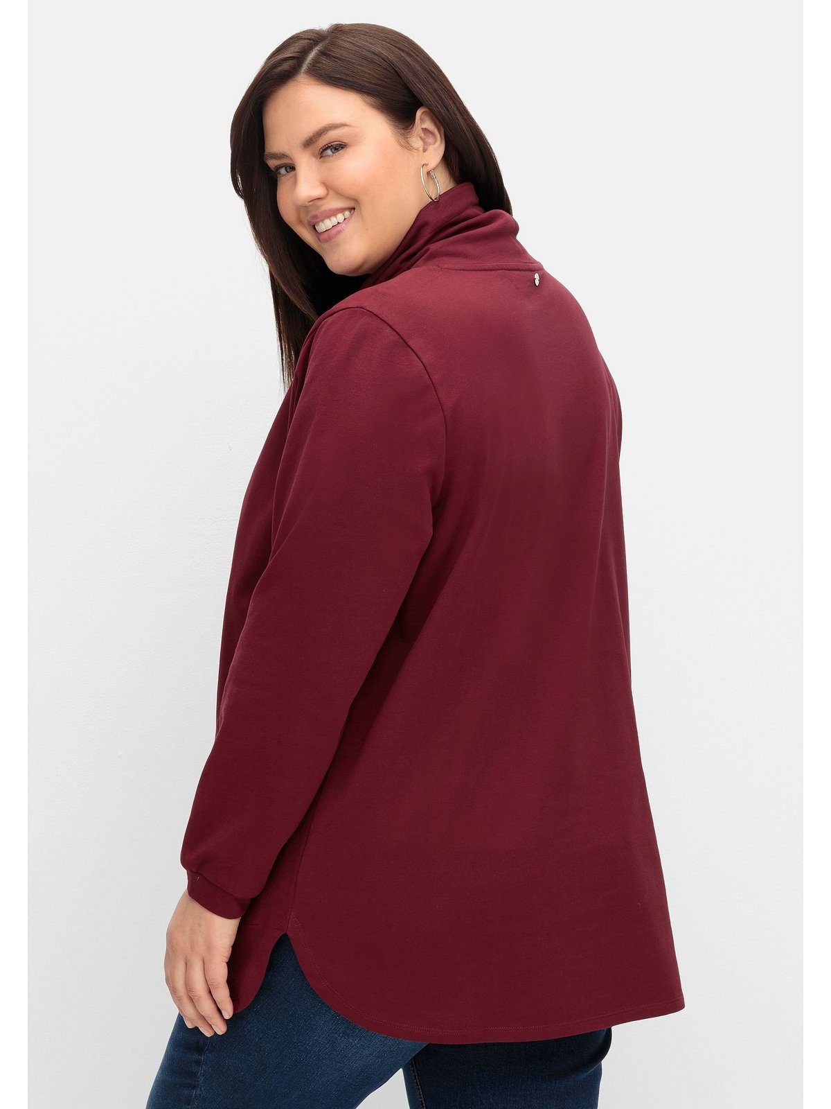 Sheego Sweatshirt Große Größen mit hohem Kragen und Tunnelzug