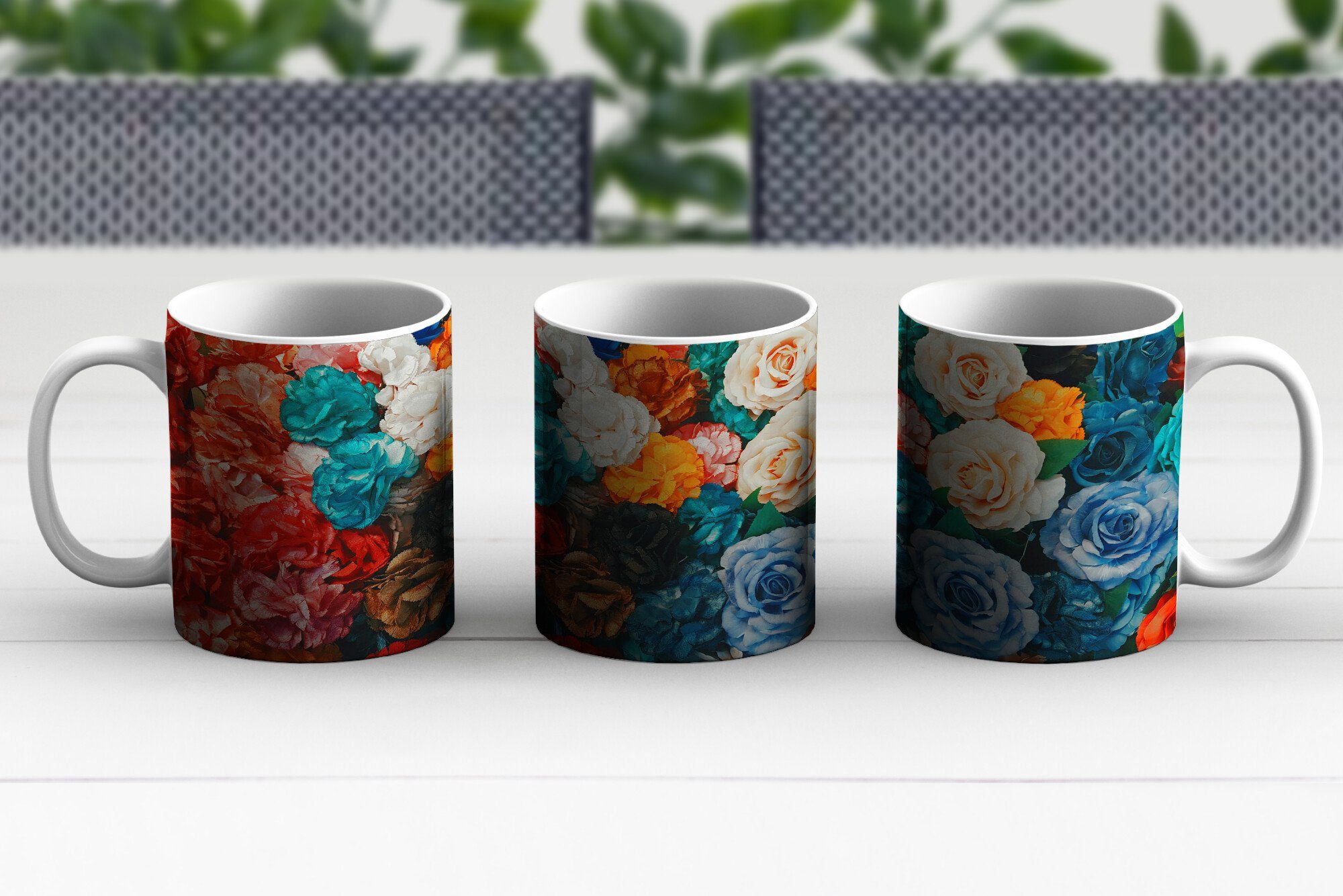 Abstrakt, Teetasse, MuchoWow - Tasse Geschenk Kaffeetassen, Wand - Becher, Keramik, Teetasse, Rosen