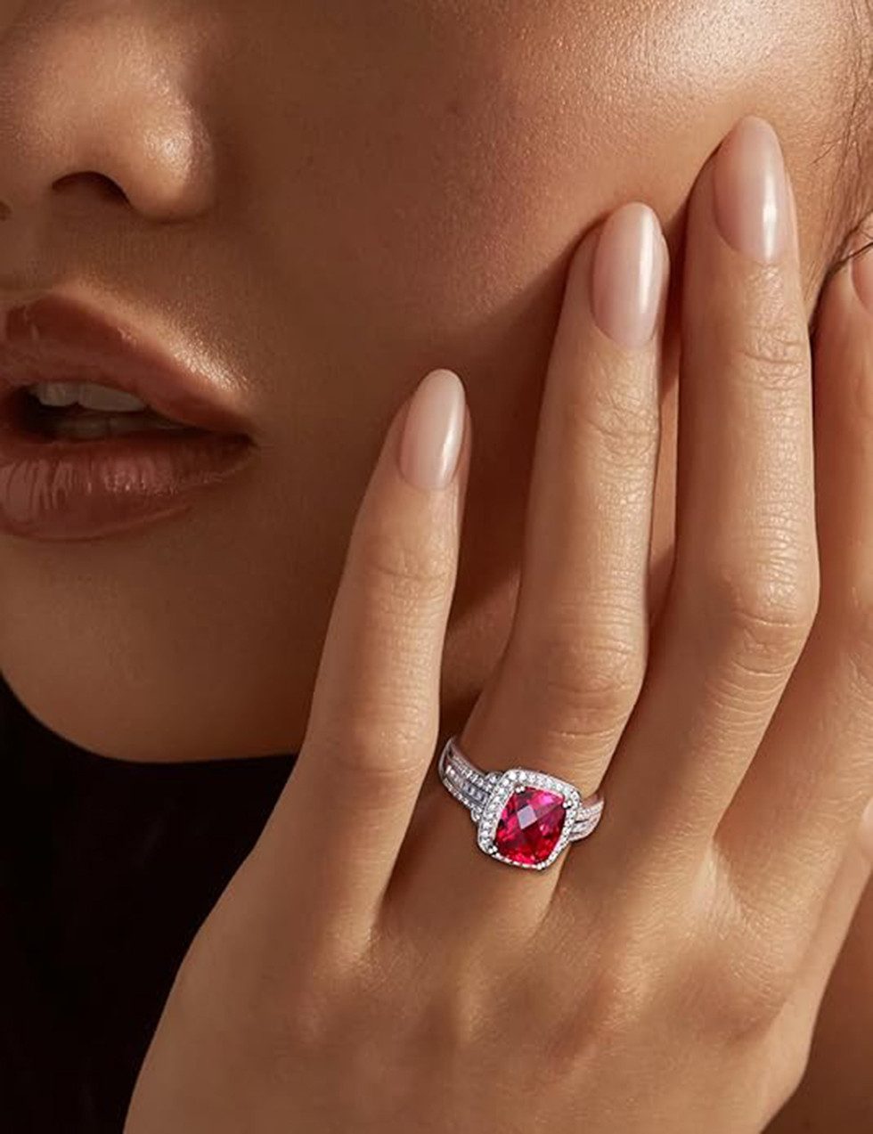 Jumpeak Diamantring Damenring aus14K Damenring,Ring mit im Labor gezüchtetem Edelstein, Valentinstag Geschenk fürSie,Geschen Für Frau,3.5Karat als Mittelstein
