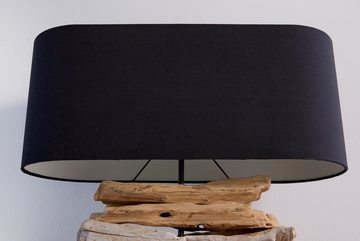 riess-ambiente Tischleuchte RIVERINE 55cm schwarz / natur, ohne Leuchtmittel, Fuß aus Massivholz,Schirm aus Leinenstoff,Handarbeit,Natural Look
