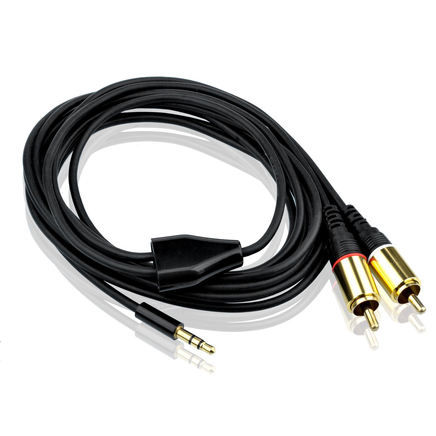 euroharry 3 m 3,5 mm Stecker auf 2 RCA Y Kabel AUX Audio RCA Kabel Audio USB-Kabel, (300 cm)