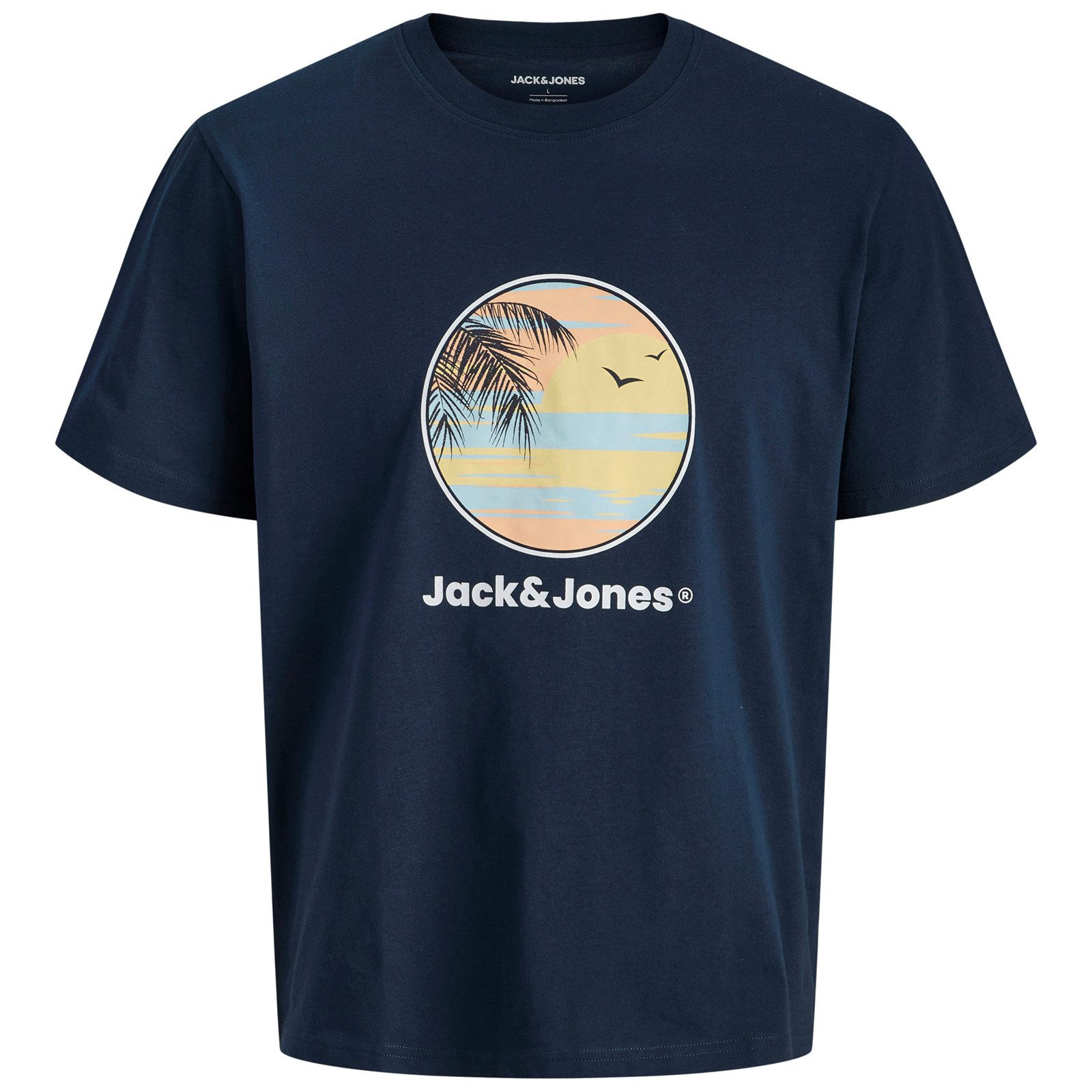 Jack & Jones Rundhalsshirt Jack&Jones Übergrößen T-Shirt Print navy JJPERRY
