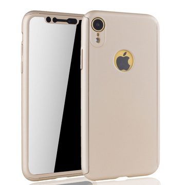König Design Handyhülle Apple iPhone XR, Apple iPhone XR Handyhülle 360 Grad Schutz Full Cover Gold
