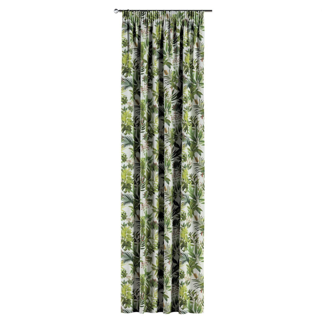 Vorhang Vorhang mit Kräuselband grün-weiß Island, 130 cm, 100 Dekoria Tropical x