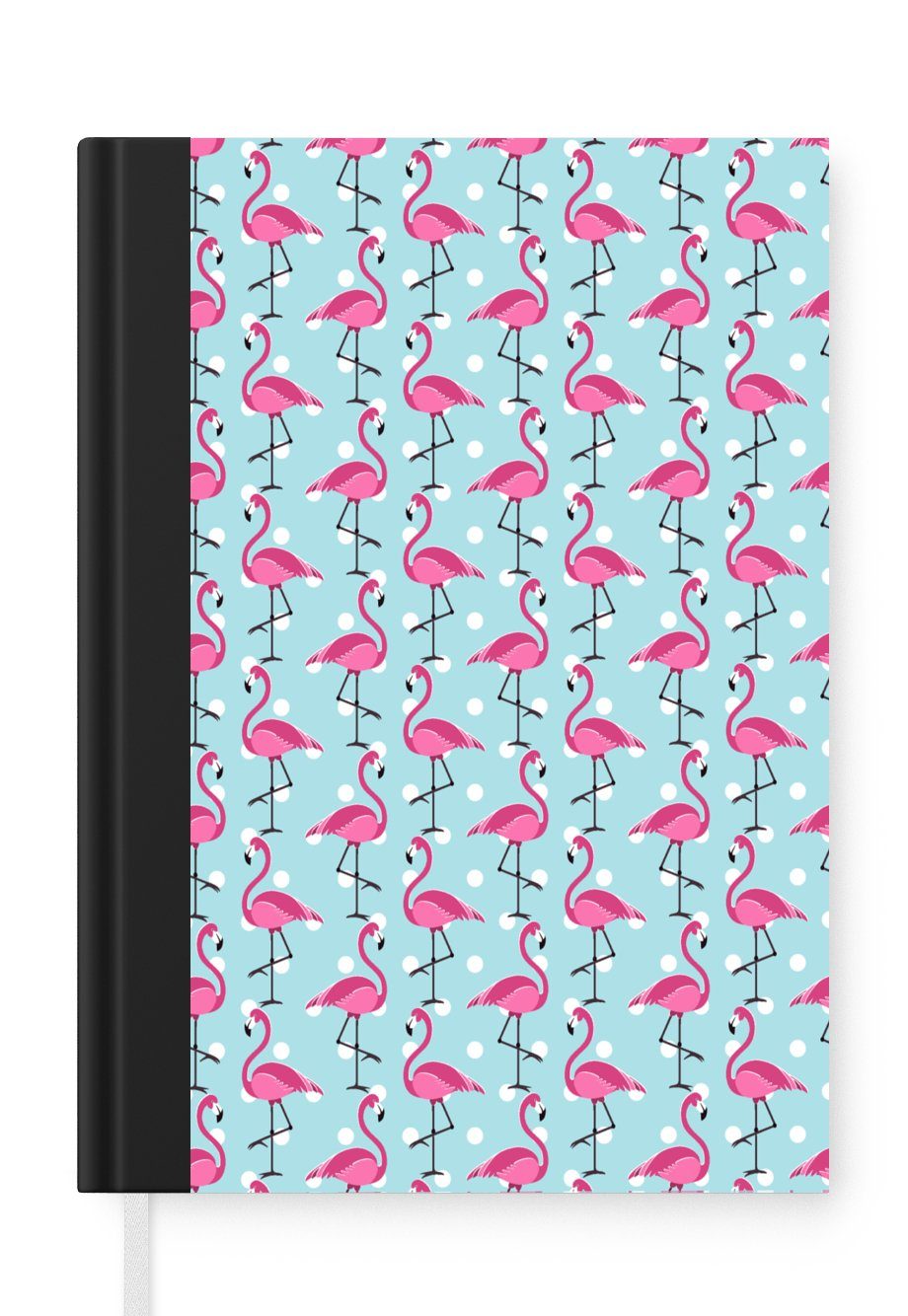 MuchoWow Notizbuch Flamingo - Polka dots - Tiere - Muster, Journal, Merkzettel, Tagebuch, Notizheft, A5, 98 Seiten, Haushaltsbuch