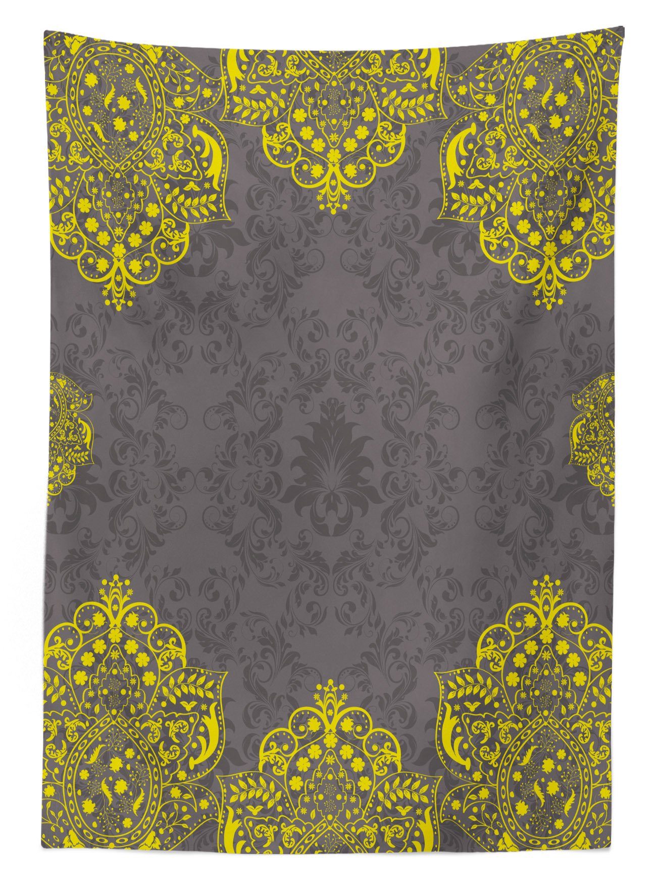 Abakuhaus Tischdecke Gelb Florals geeignet Für den Waschbar Bereich Außen Klare Farbfest viktorianisch Farben, Grau