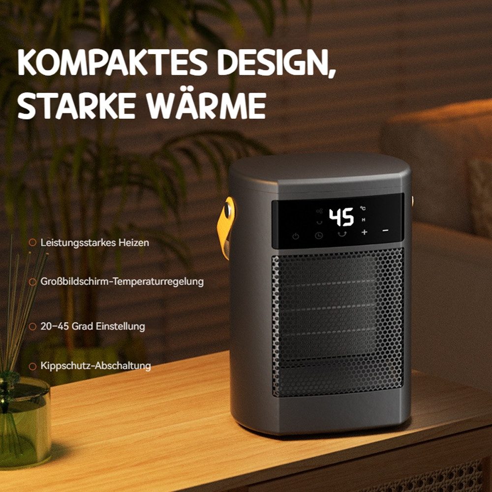 Tekoo Heizlüfter Energiesparend, 1500W Keramik Heizlüfter, Leise, 2 Stufen, Timer, 70° Oszillation, 12h Timer, LED-Display