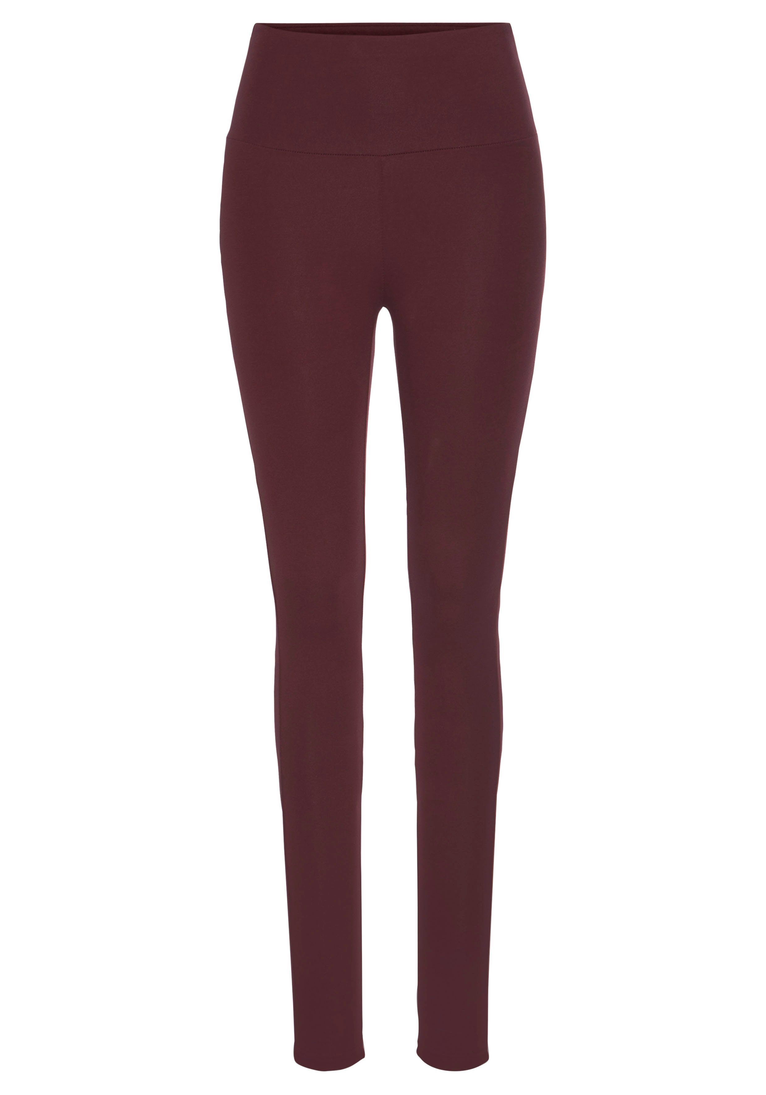 Leggings LASCANA Loungewear mit weinrot breitem Bündchen,