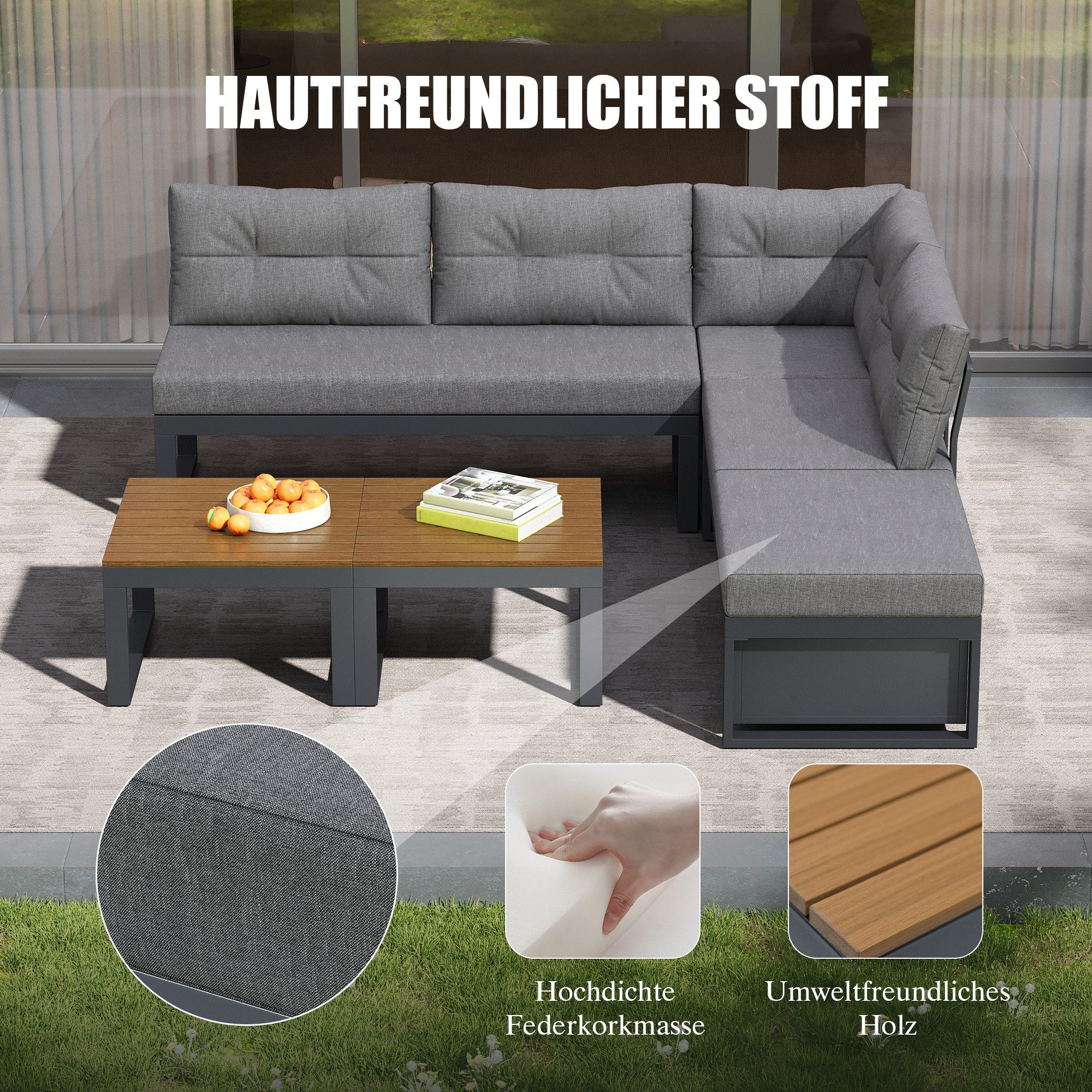 REDOM Gartenlounge-Set Stauraum und wetterfestem Polyesterbezug, (Gartenmöbelset mit verstellbarer Rückenlehne (3 Stufen)und Liegefunktion, Balkonset Sitzgruppe)