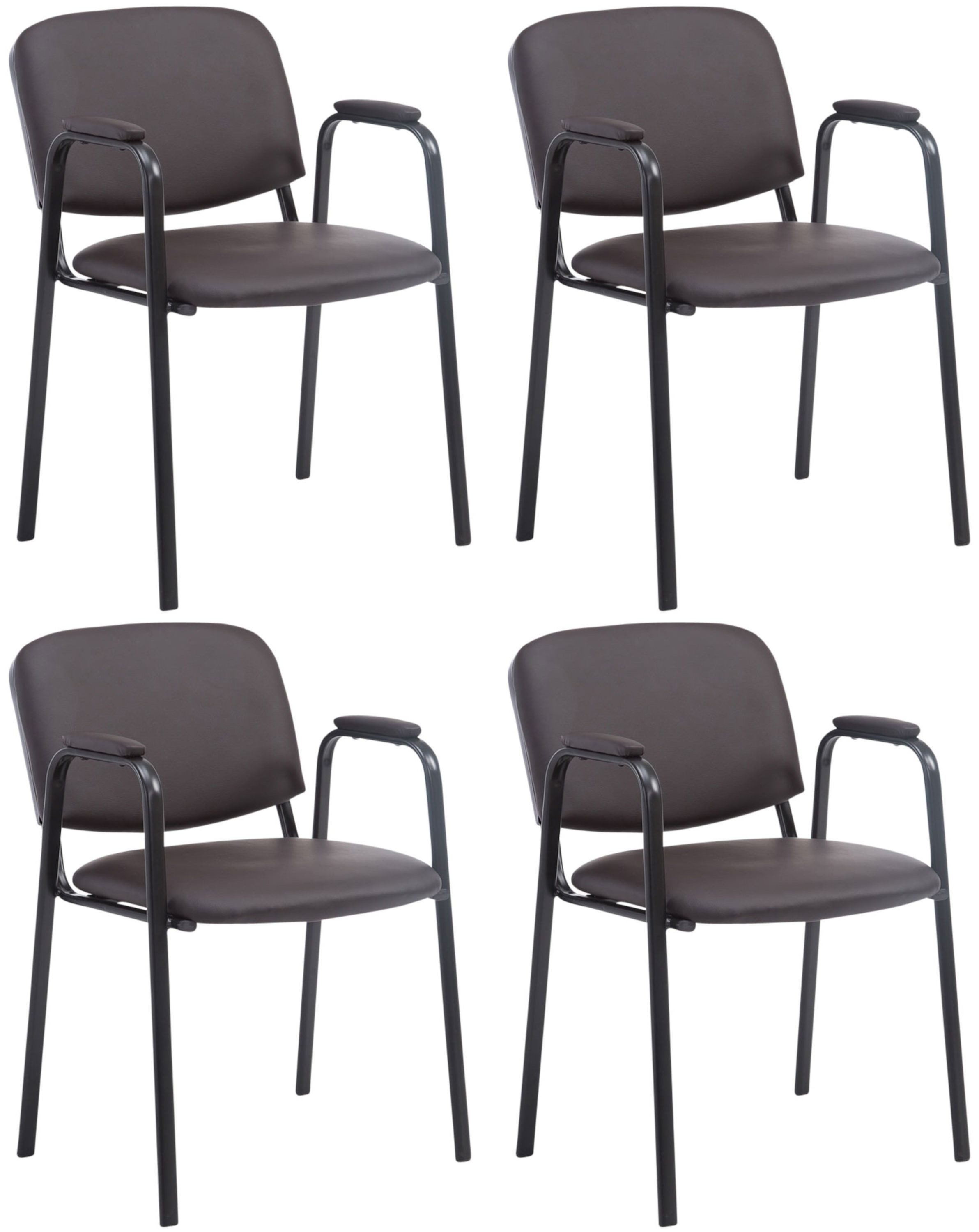 CLP Besucherstuhl Ken PRO Kunstleder (4er Set), stapelbar, Kunstleder, Armlehnen