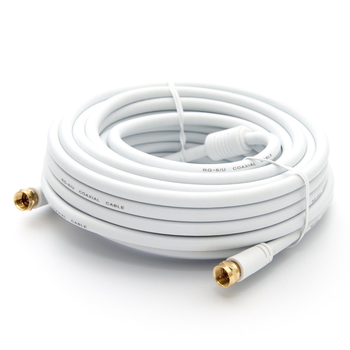 PremiumX 15m SAT TV Antennenkabel F-Anschlusskabel mit Mantelstromfilter Weiß TV-Kabel