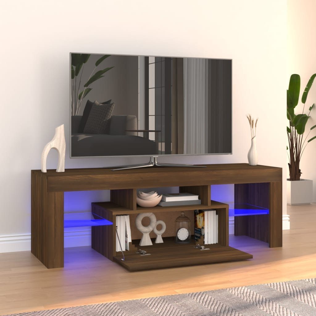 vidaXL TV-Schrank TV-Schrank mit LED-Leuchten Braun Eichen-Optik 120x35x40 cm (1-St) Braune Eiche