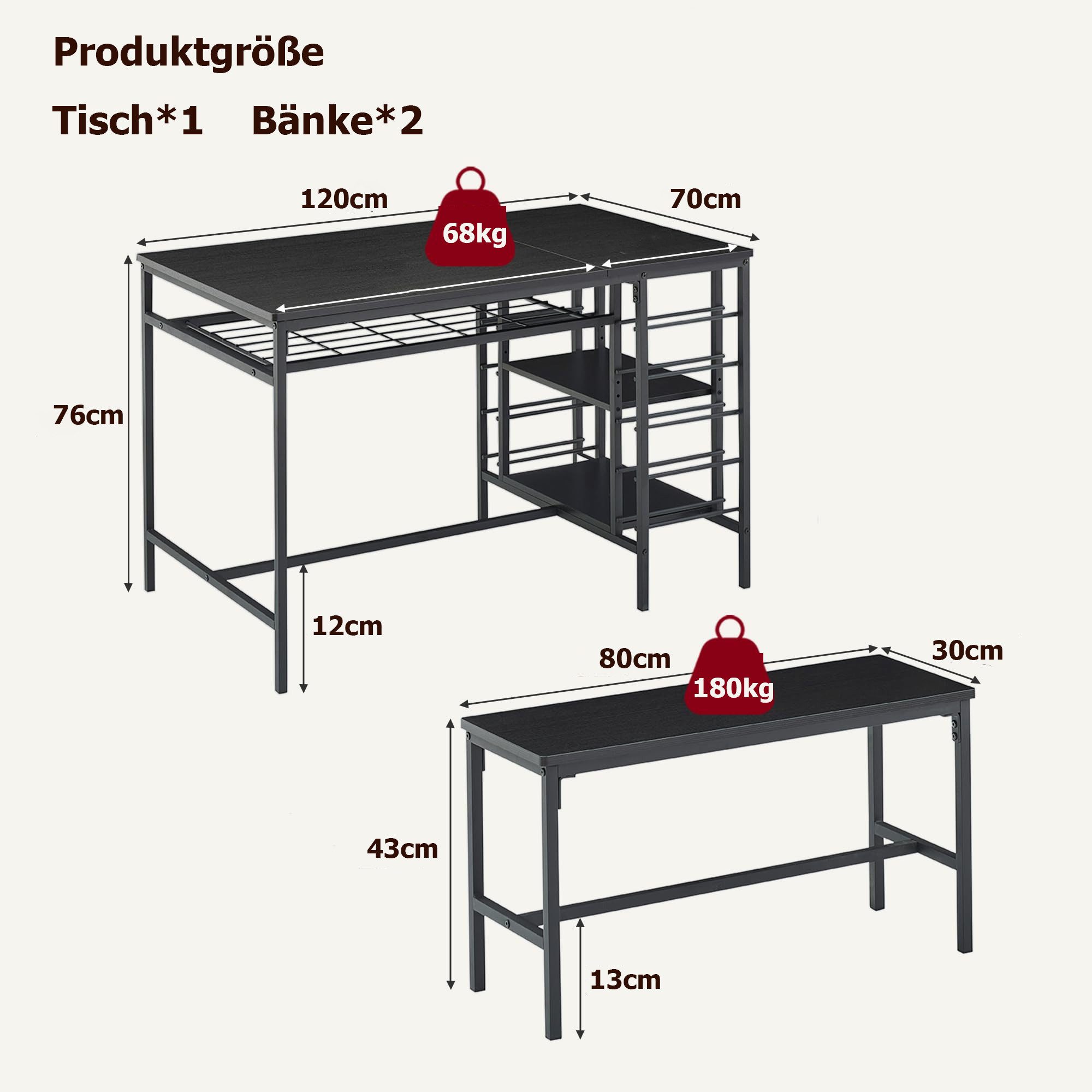 GarveeMore Essgruppe Esstisch-Set für 4 Personen, mit Stauraum, Esstisch mi günstig online kaufen