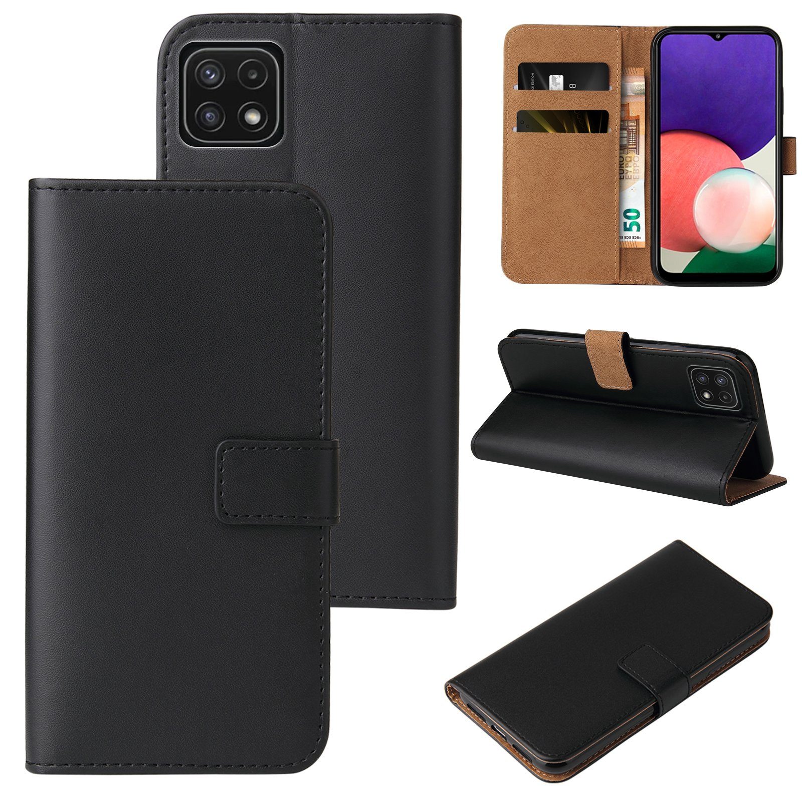 Tec-Expert Handyhülle Klapp Hülle für Samsung Galaxy A22 5G 6.6 Zoll, 6.6, Flip Case für Samsung Galaxy A22 5G