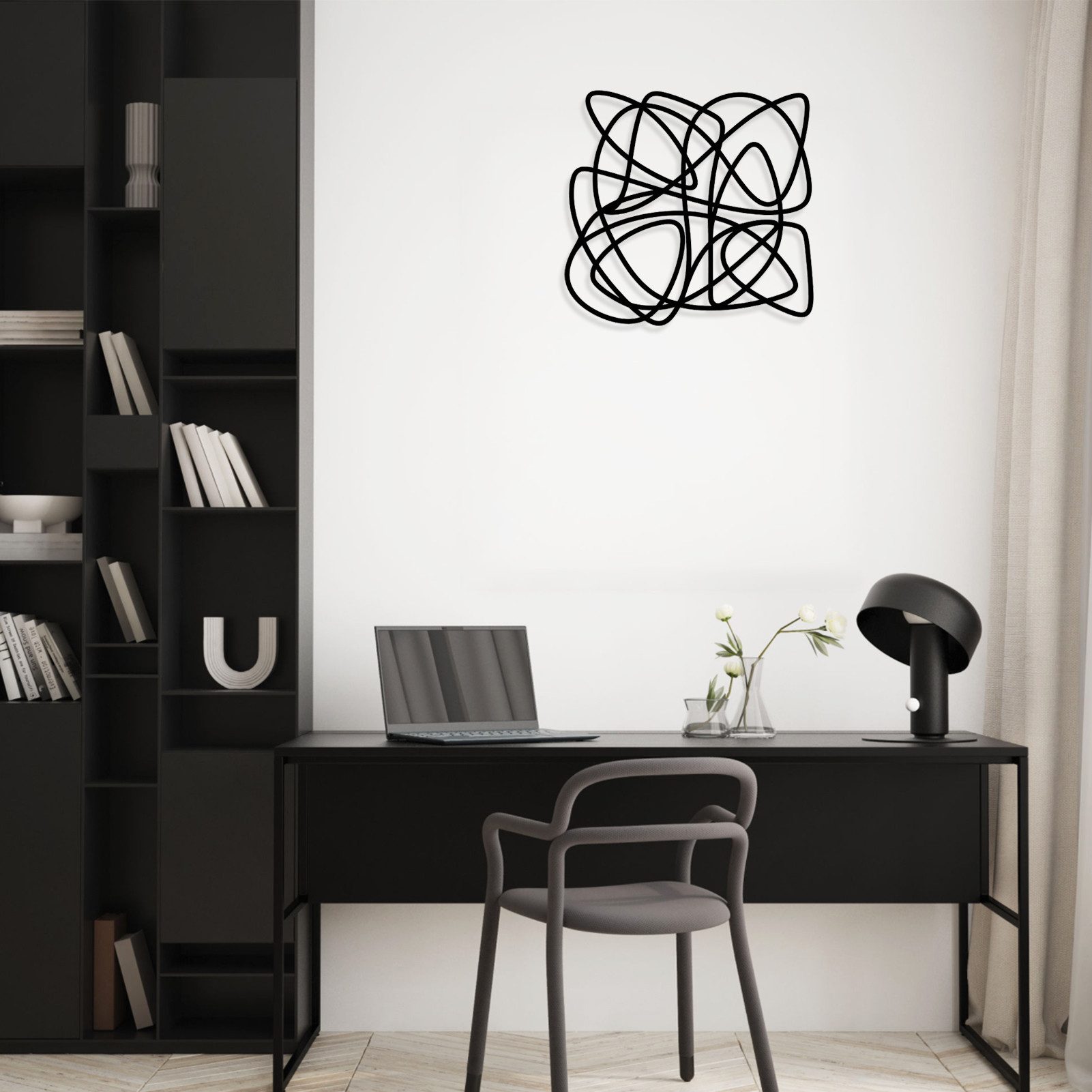 Jumpeak Wanddekoobjekt Abstrakte Wanddekoration mit geometrischen Linienmustern,künstlerisch, Metall, 4 Farben,1 Größen, Wanddekoration für das Wohnzimmer,schlicht