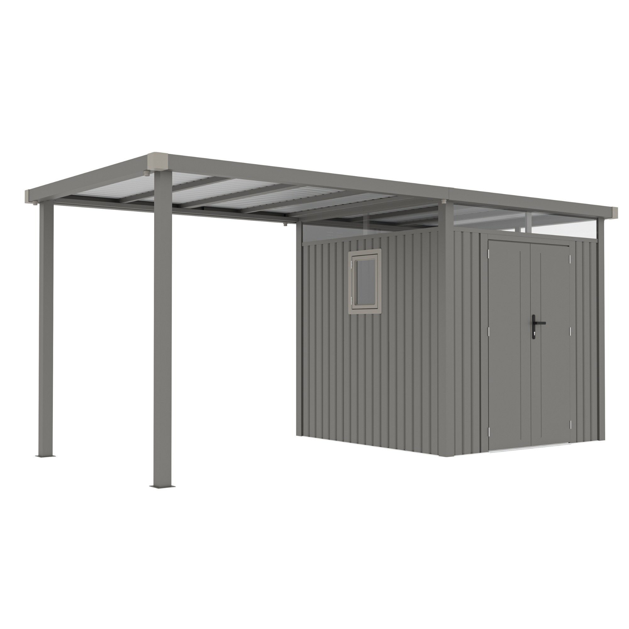 osoltus Gartenhaus osoltus Metall Gerätehaus Luma BX 505x230x222cm Grau mit Fenster