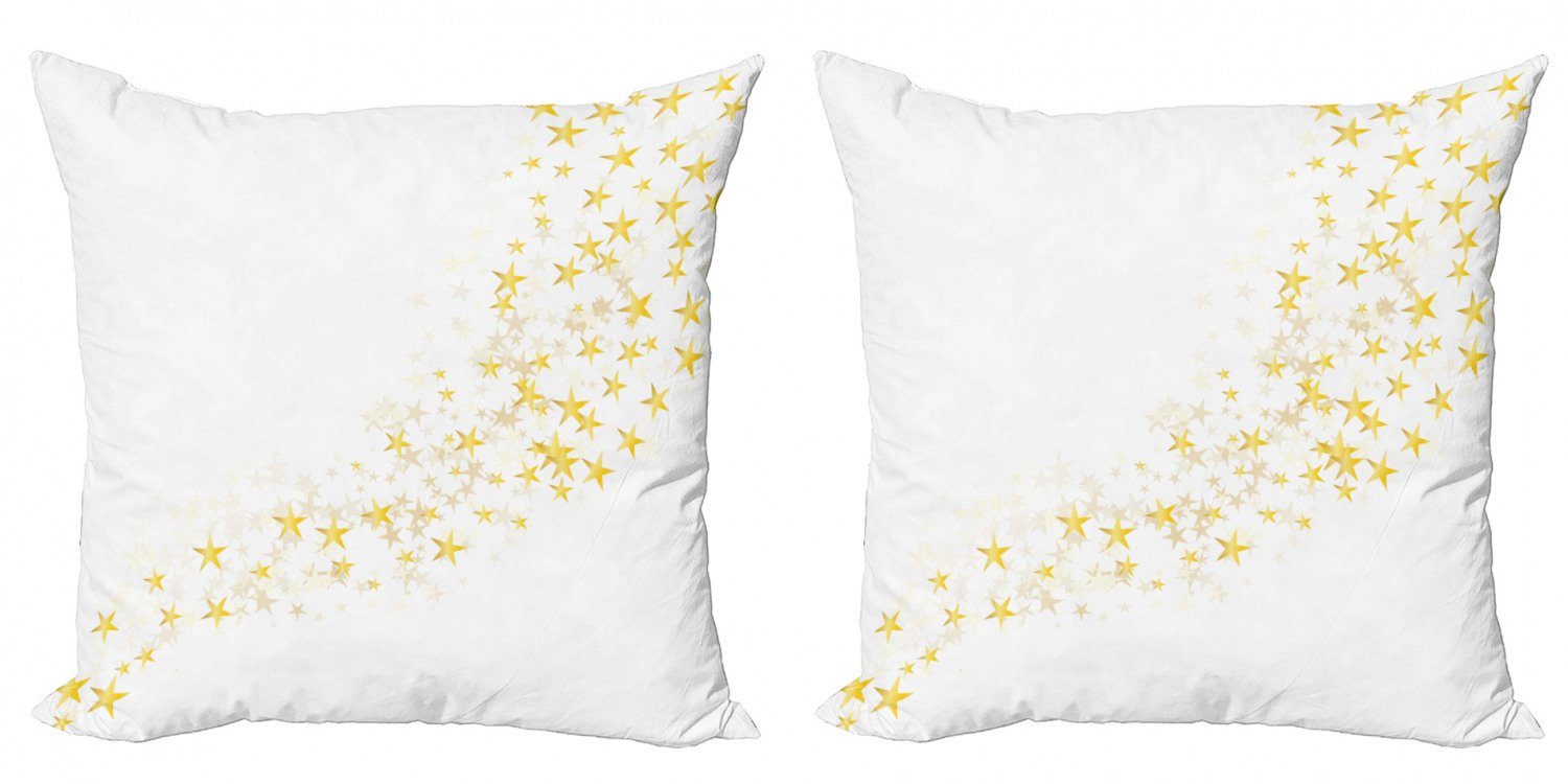 Modern Accent Digitaldruck, Stück), (2 und Sterne Kissenbezüge Gelb Abakuhaus Doppelseitiger Weiß