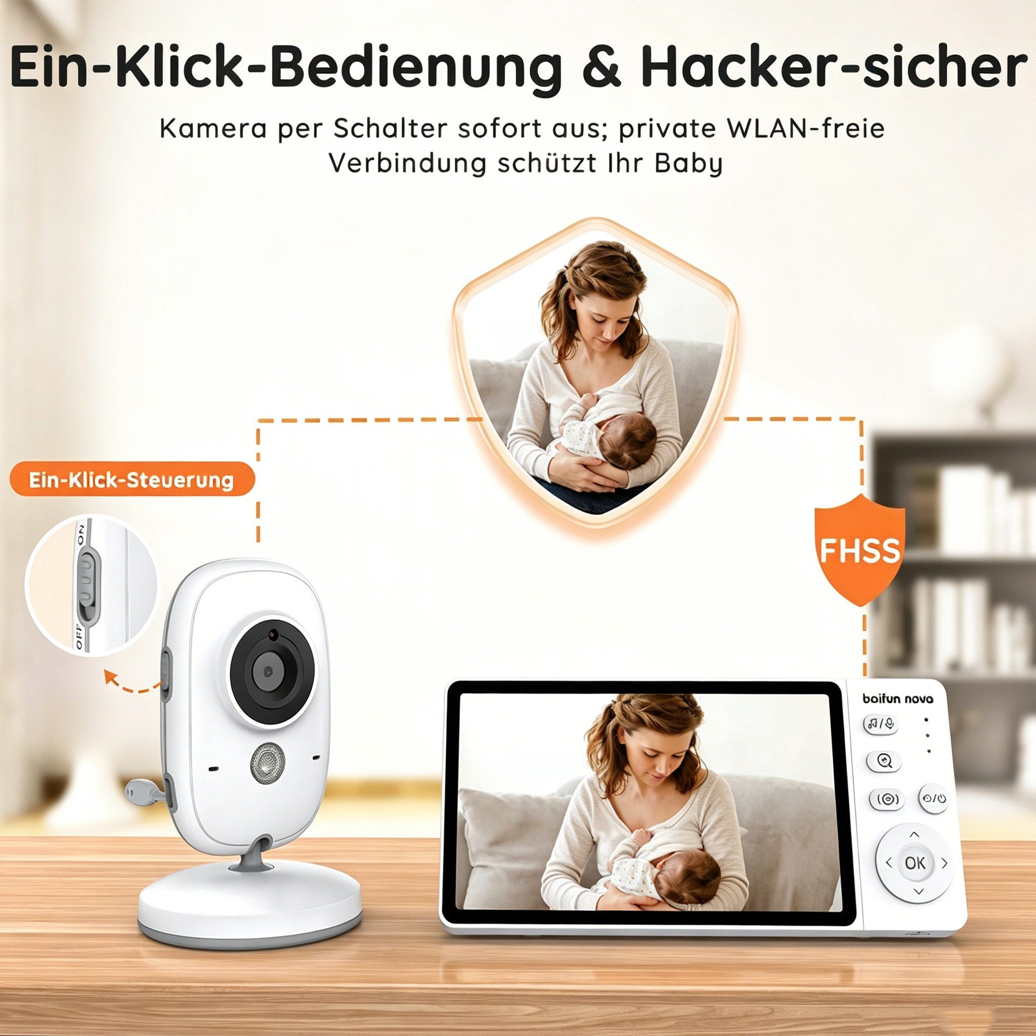 Boifun 5 Zoll Babyphone - Bild 5