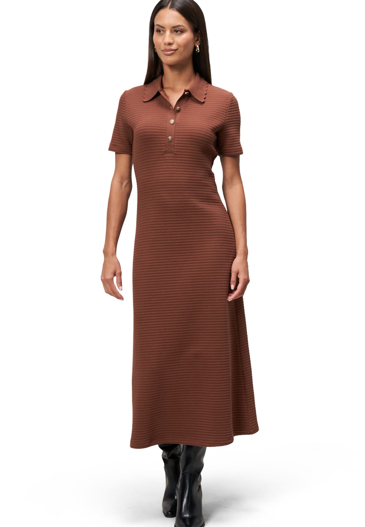 Zero Strickkleid Damen Strickkleid mit Polokragen Knopfleiste günstig online kaufen