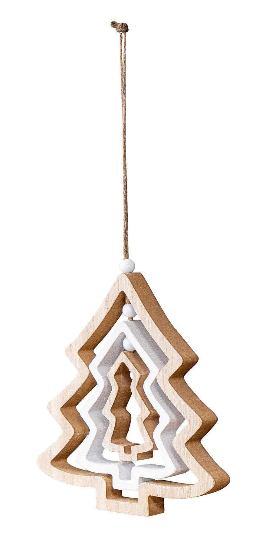 Levandeo® Windspiel, Tanne Deko Mobile H19cm Windspiel MDF Holz Natur Weiß Weihnachtsbaum