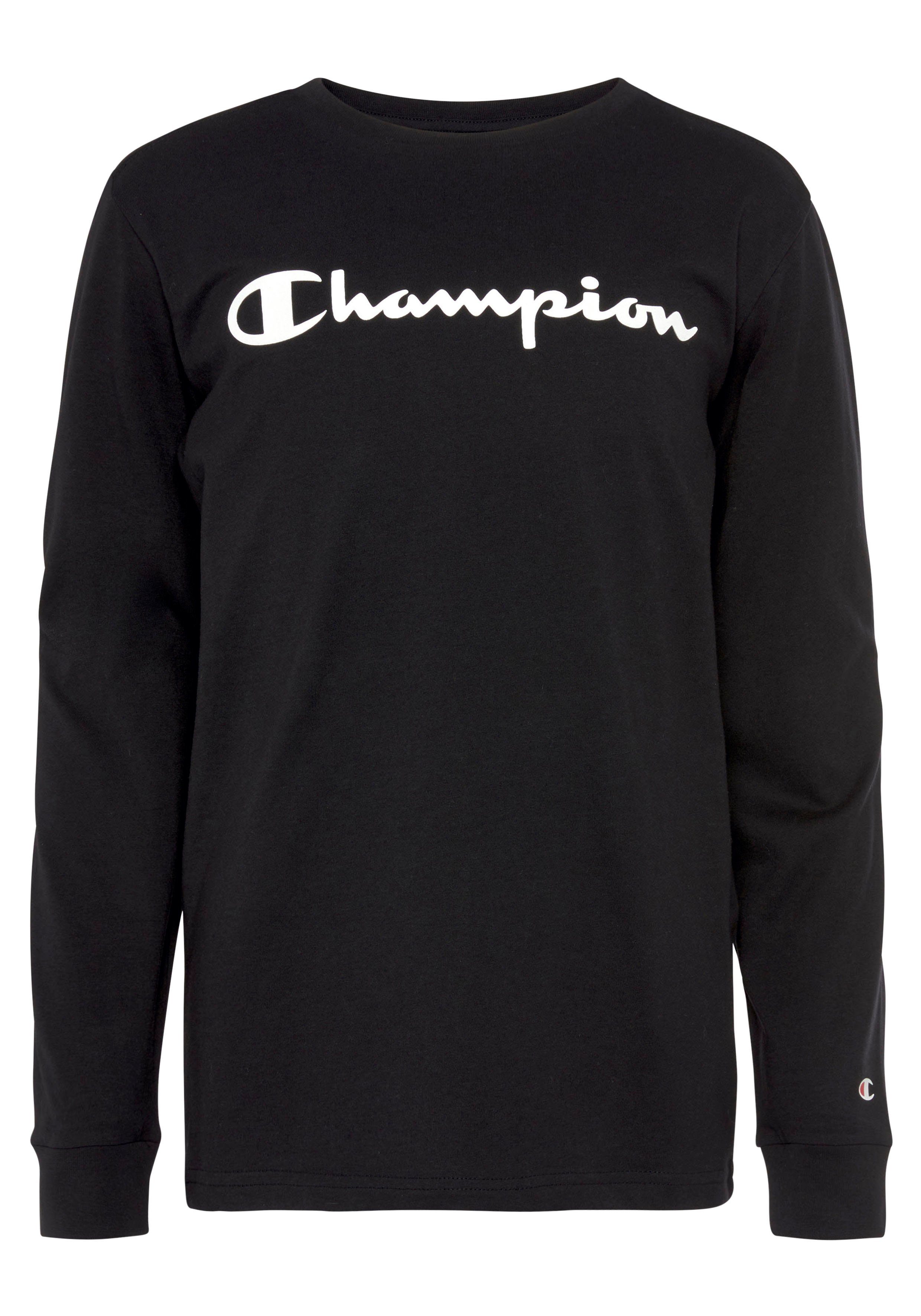 Langarmshirt T-Shirt schwarz Crewneck Champion Sleeve Long