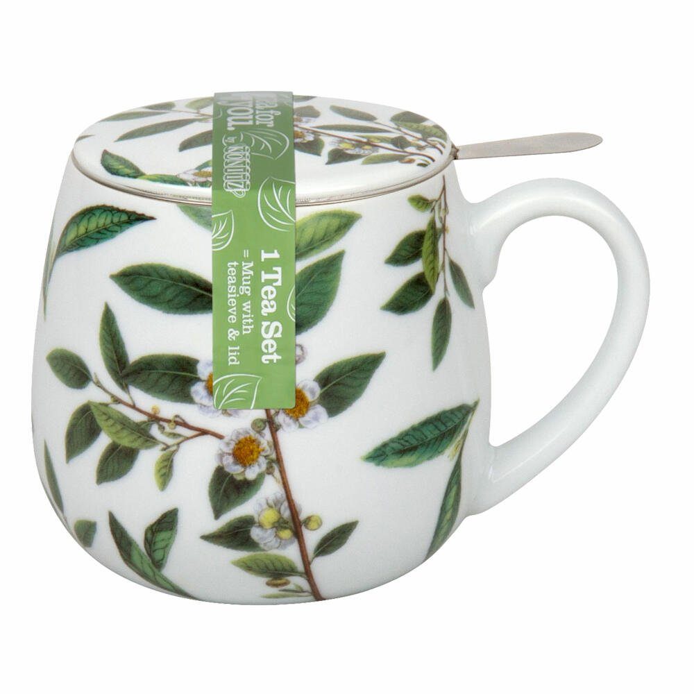 Könitz Becher My Favourite Tea Grüner Tee, Porzellan, mit Sieb und Deckel