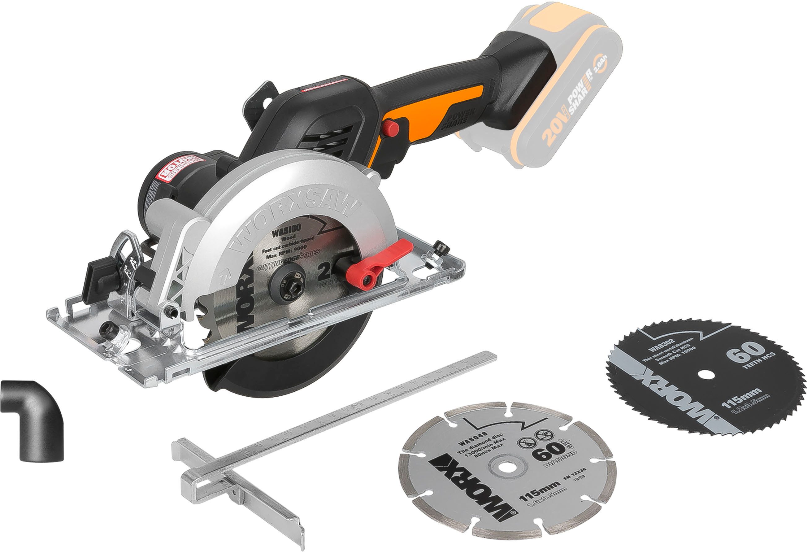 Worx Akku-Handkreissäge WX531.9 NITRO, für präzise Schnitte in Holz, Metall, PVC uvm., ohne Akku & Ladegerät