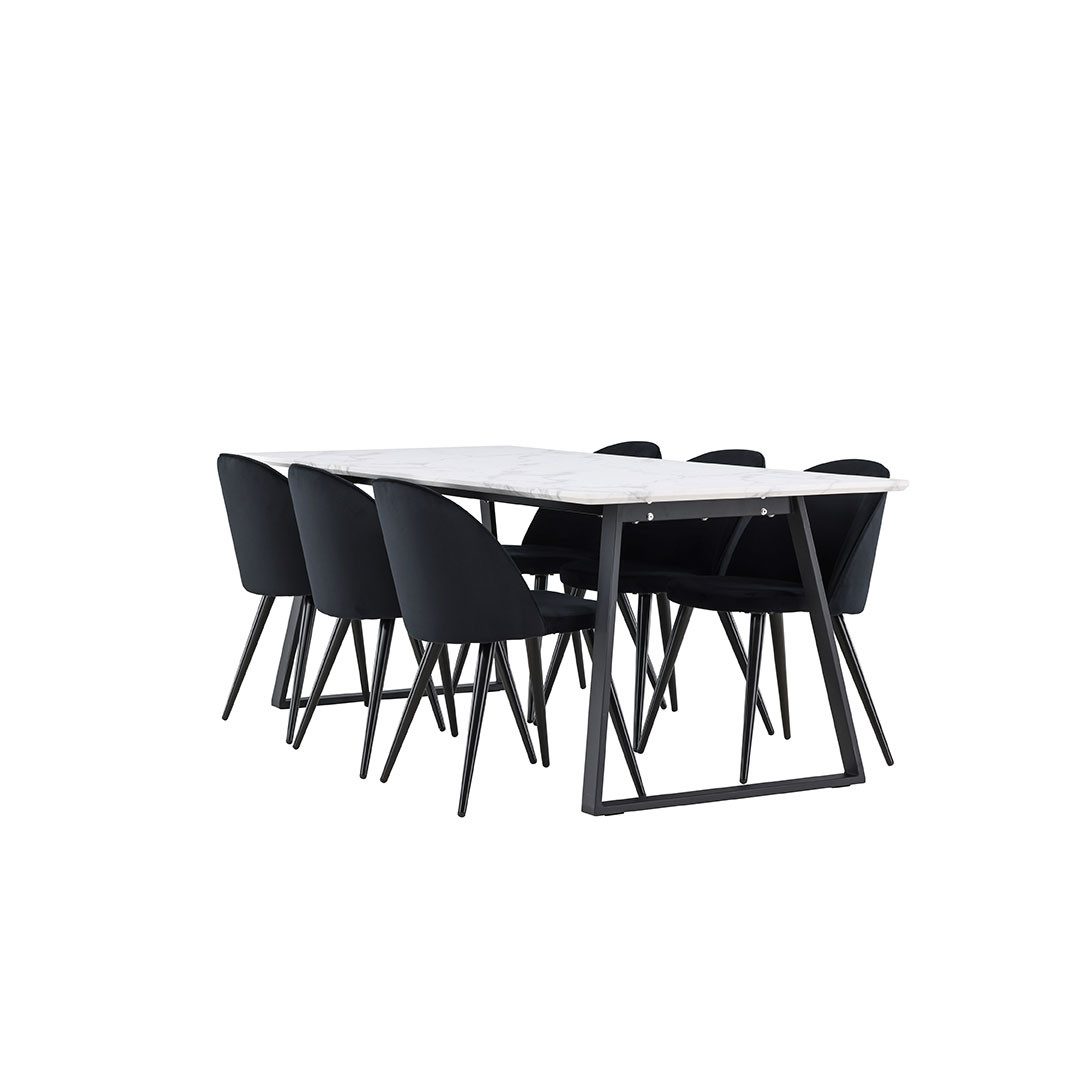 ebuy24 Essgruppe Malaga Essgruppe Esstisch 90x200cm weiß und 6 Skag, (7-tlg) – Bild 3 von 5