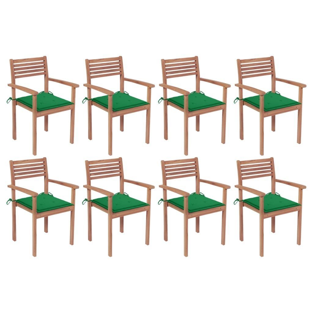 Stapelbare Teak Kissen mit 8 furnicato Gartenstuhl Massivholz Gartenstühle Stk.