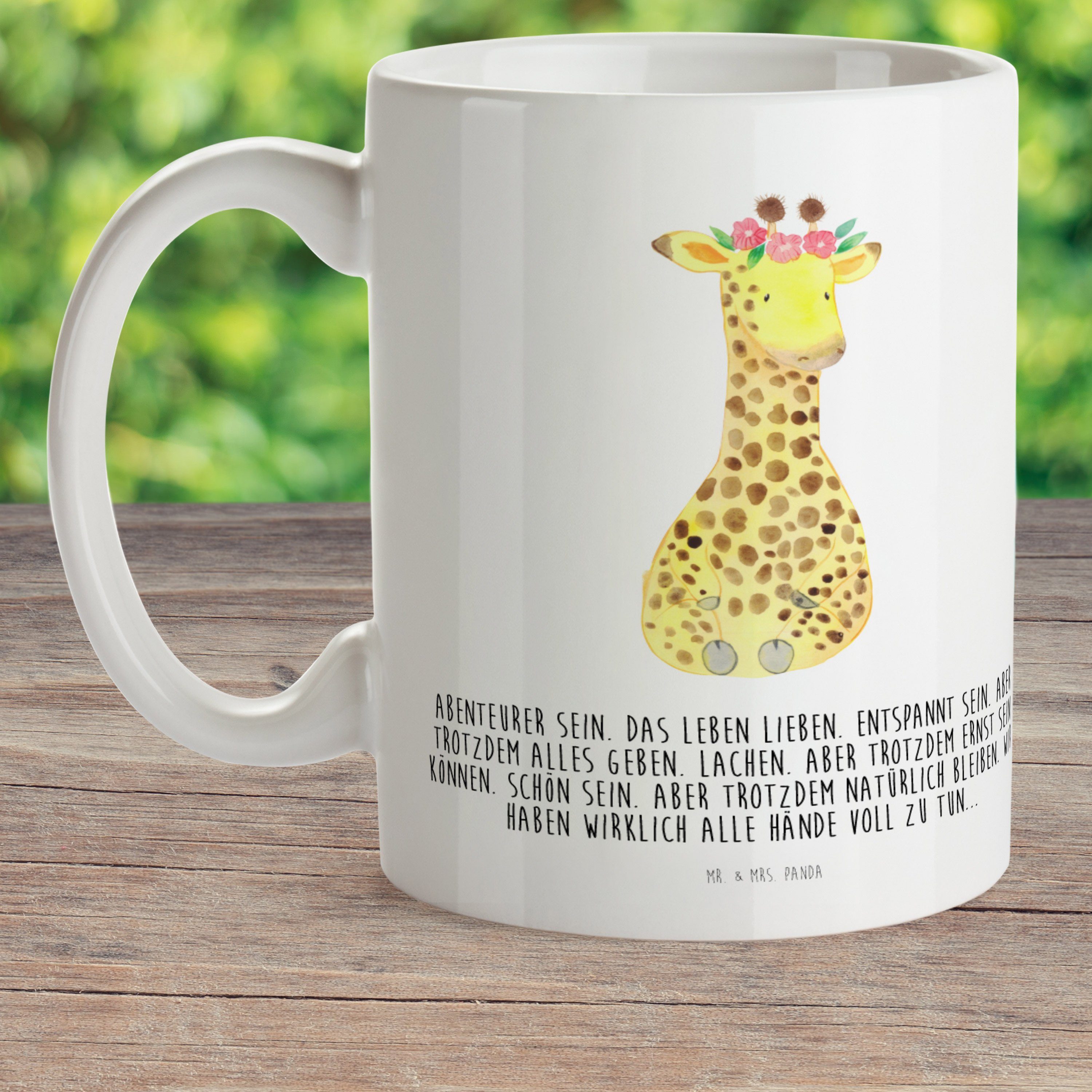 Mr. & Mrs. Panda Geschenk, Blumenkranz Giraffe Kunststoff Kinderbecher Weiß Tasse, - - Wildtiere, T, Kunststoff