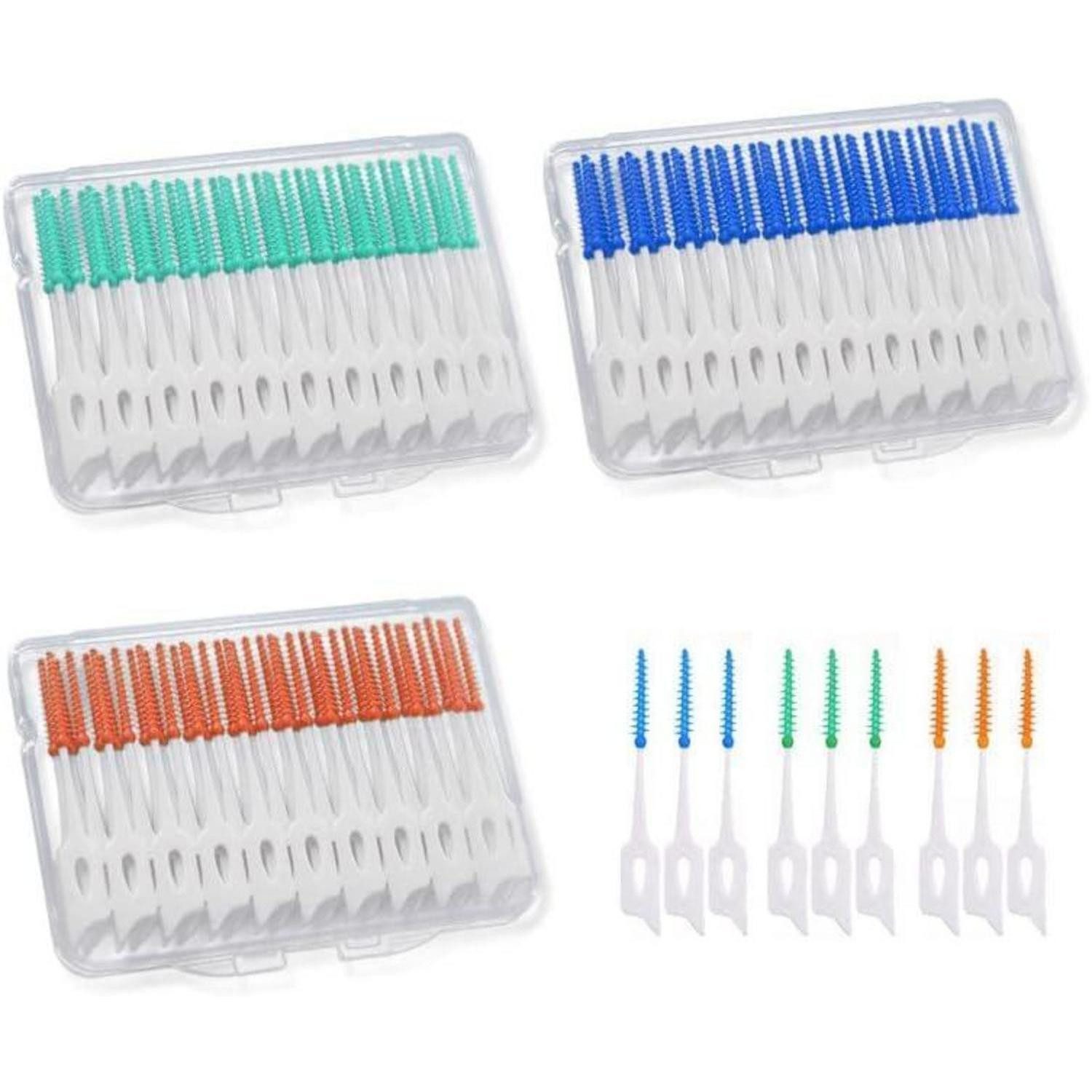 LuxusKollektion Interdentalbürsten 120 Interdentalbürsten Dental Zahnseide Stick 3 Schachteln - Blau Grün