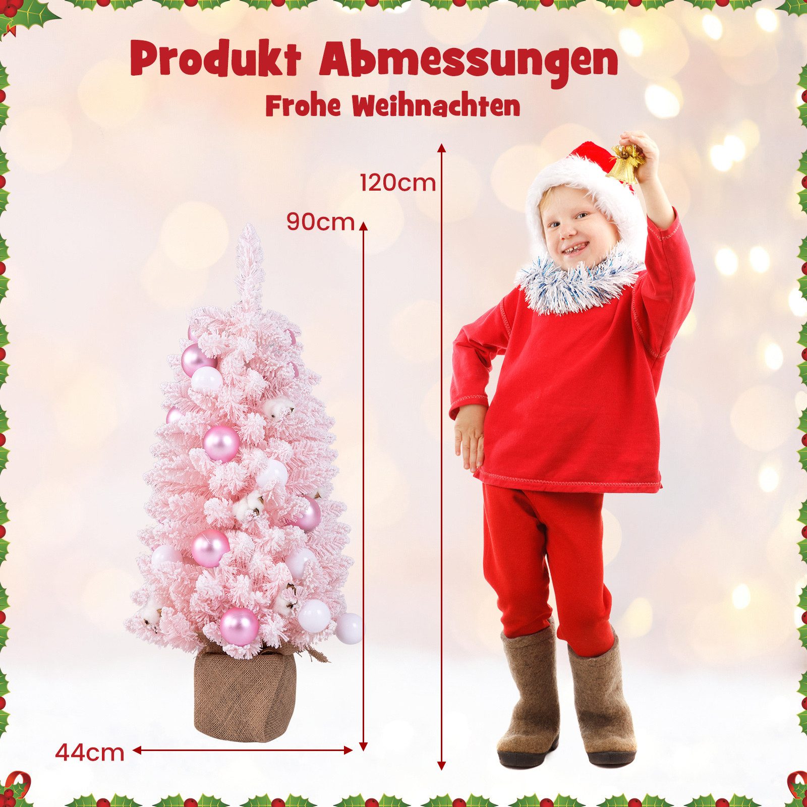 COSTWAY Künstlicher Weihnachtsbaum, 90cm, 136 Spitzen, inkl. Ornamente
