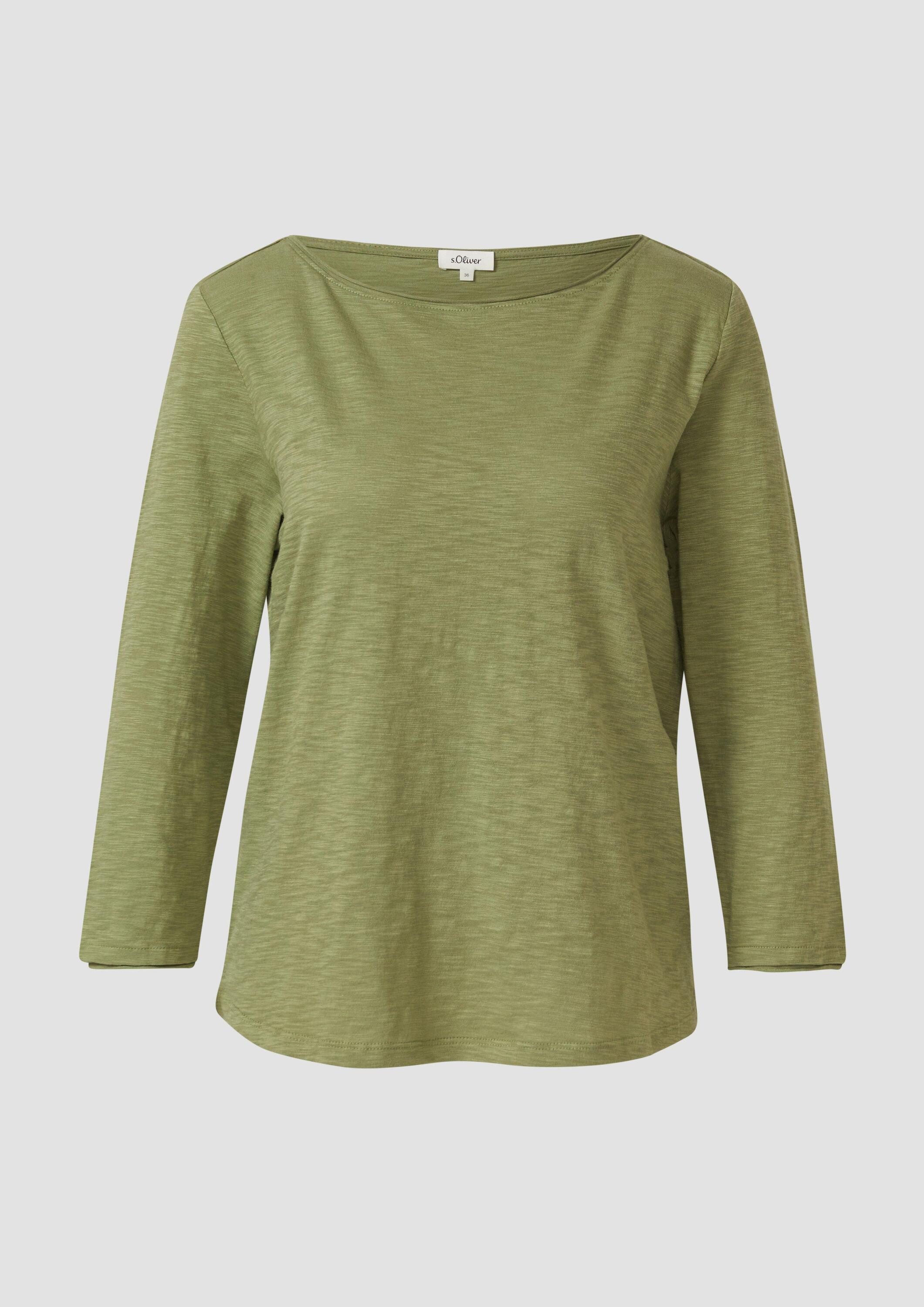 s.Oliver 3/4-Arm-Shirt T-Shirt Shirt mit Flammgarnstruktur und 3/4-Ärmeln