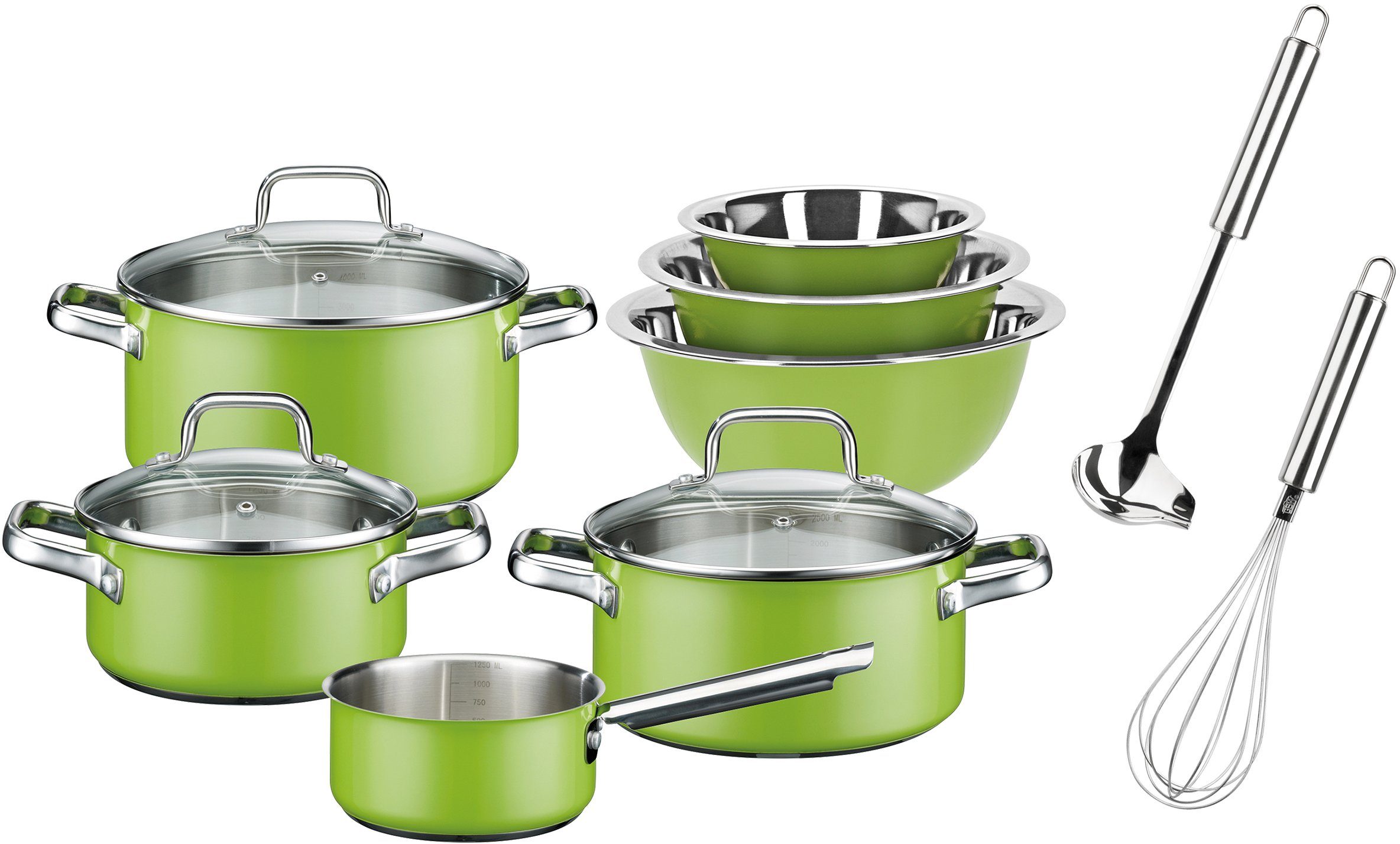 Induktion Keramik Topfset inkl 24 cm Bratpfanne 7tlg Koch Topf Set Pfanne grün !