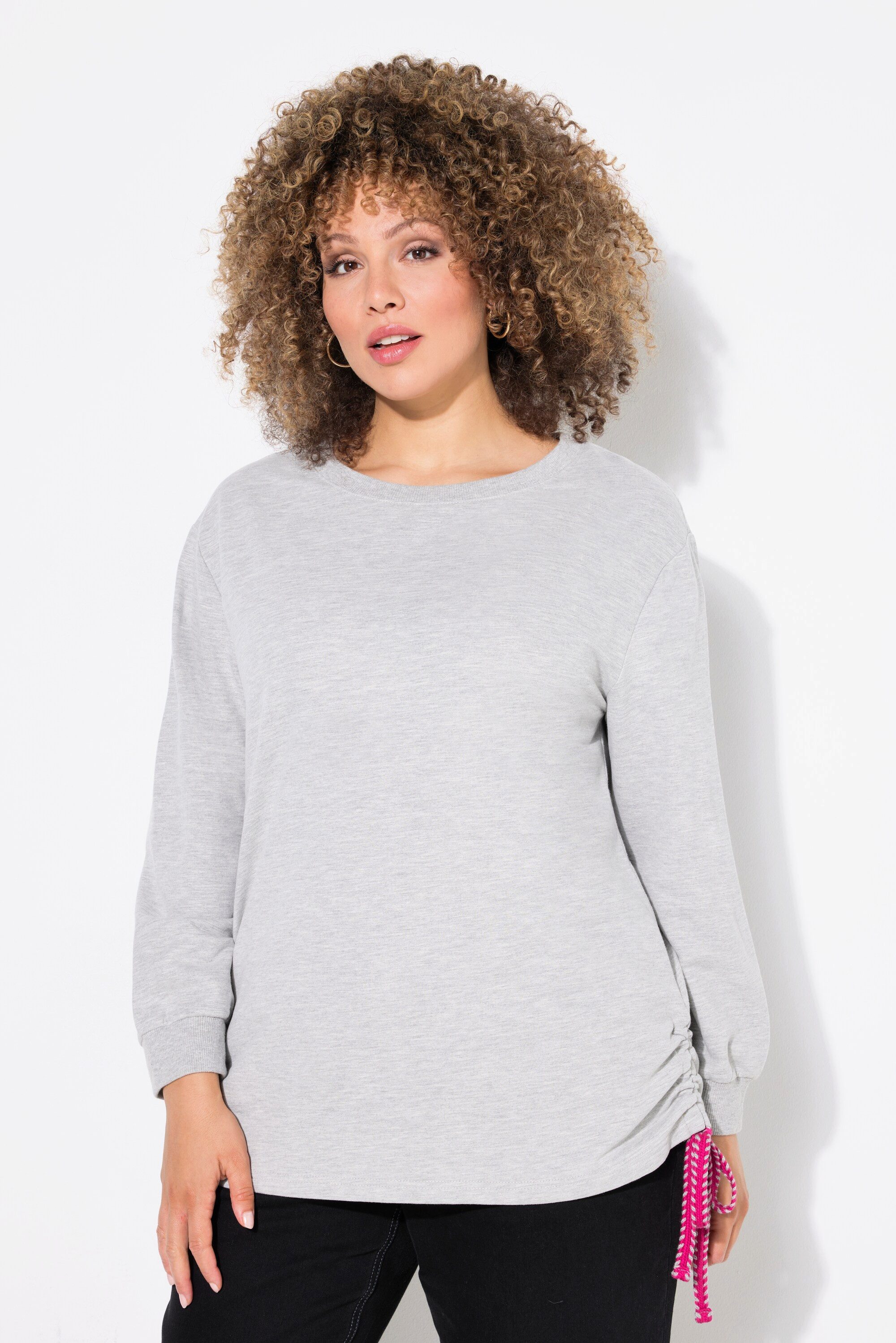 Ulla Popken Sweatshirt Sweatshirt seitliche Raffbänder günstig online kaufen