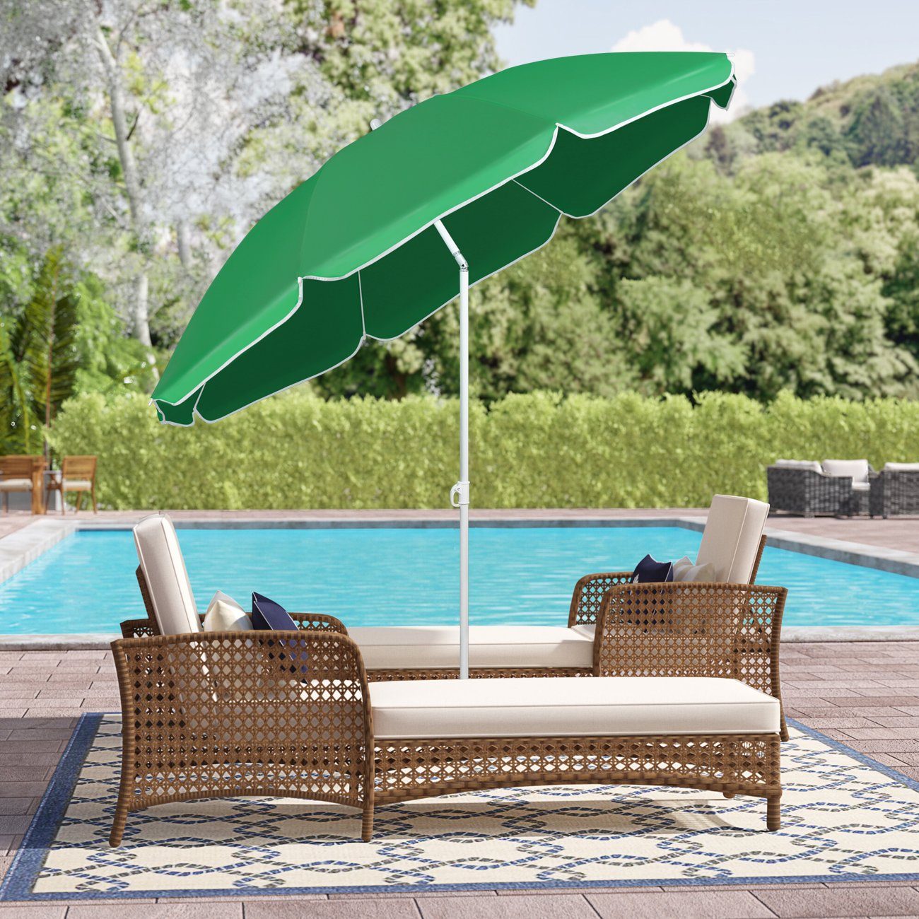 Sekey Sonnenschirm Ø 160 cm Balkonschirm Rund Strandschirm Sonnenschirm mit Schutzhülle, LxB: 160,00x160,00 cm, Neigungswinkel verstellbar, Höhe verstellbar, mi – Bild 4 von 5