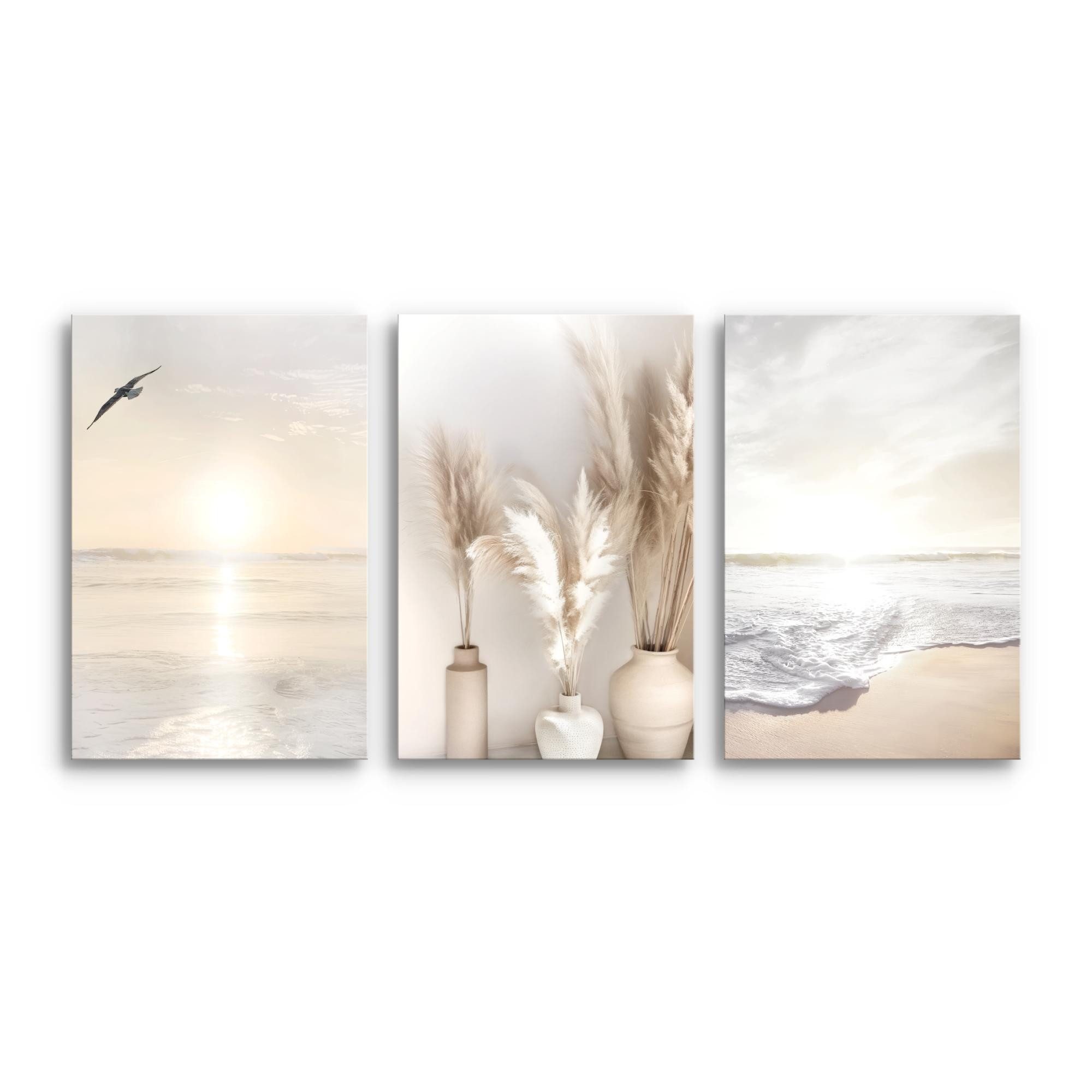 Novart Wandbild 3 Wandbilder Set Natur Wohnzimmer Deko Landschaft Berge Boh günstig online kaufen