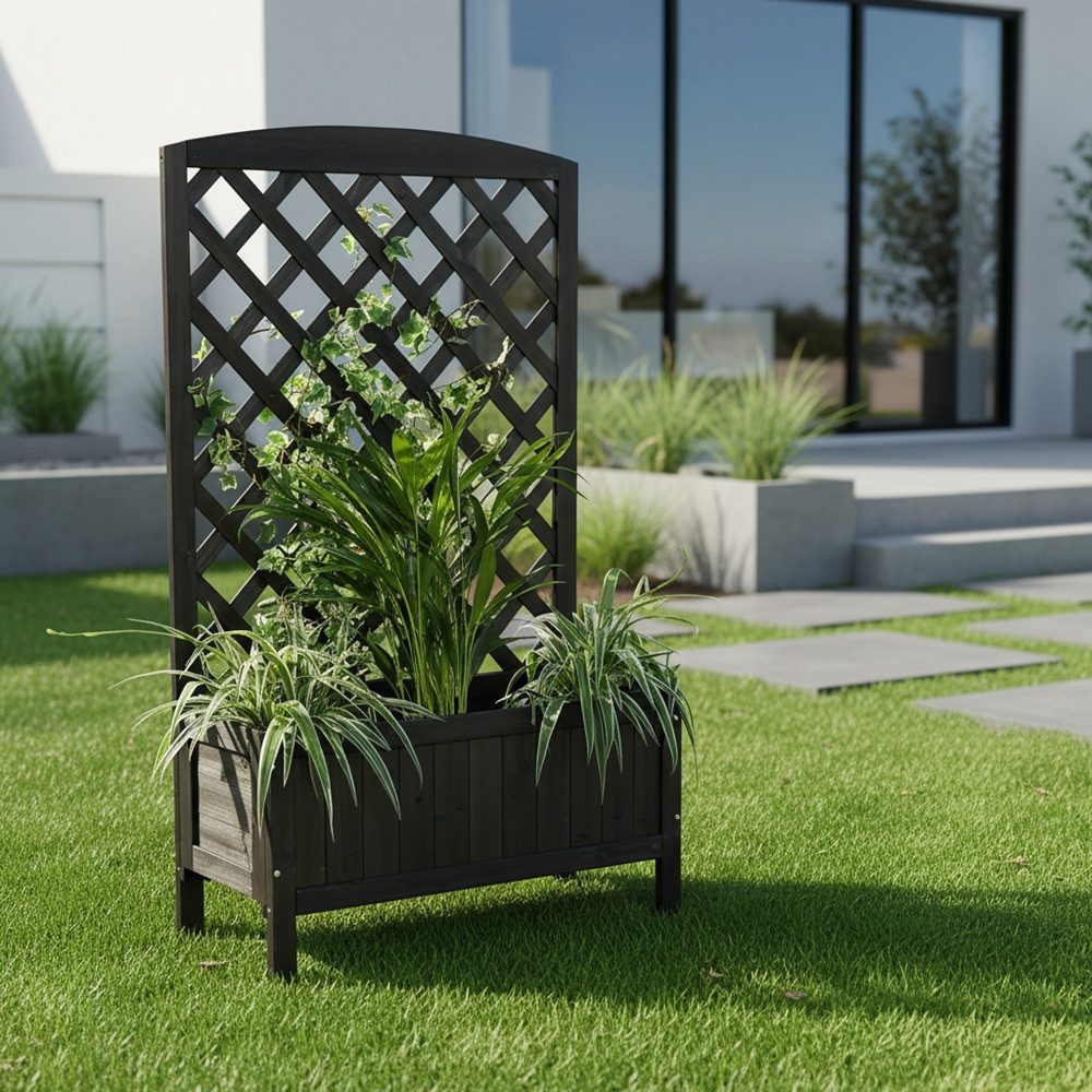 Melko Blumenkasten Rankkasten Blumenkasten Rankgitter Holz Schwarz 72x30x120 cm (Stück), Langlebig