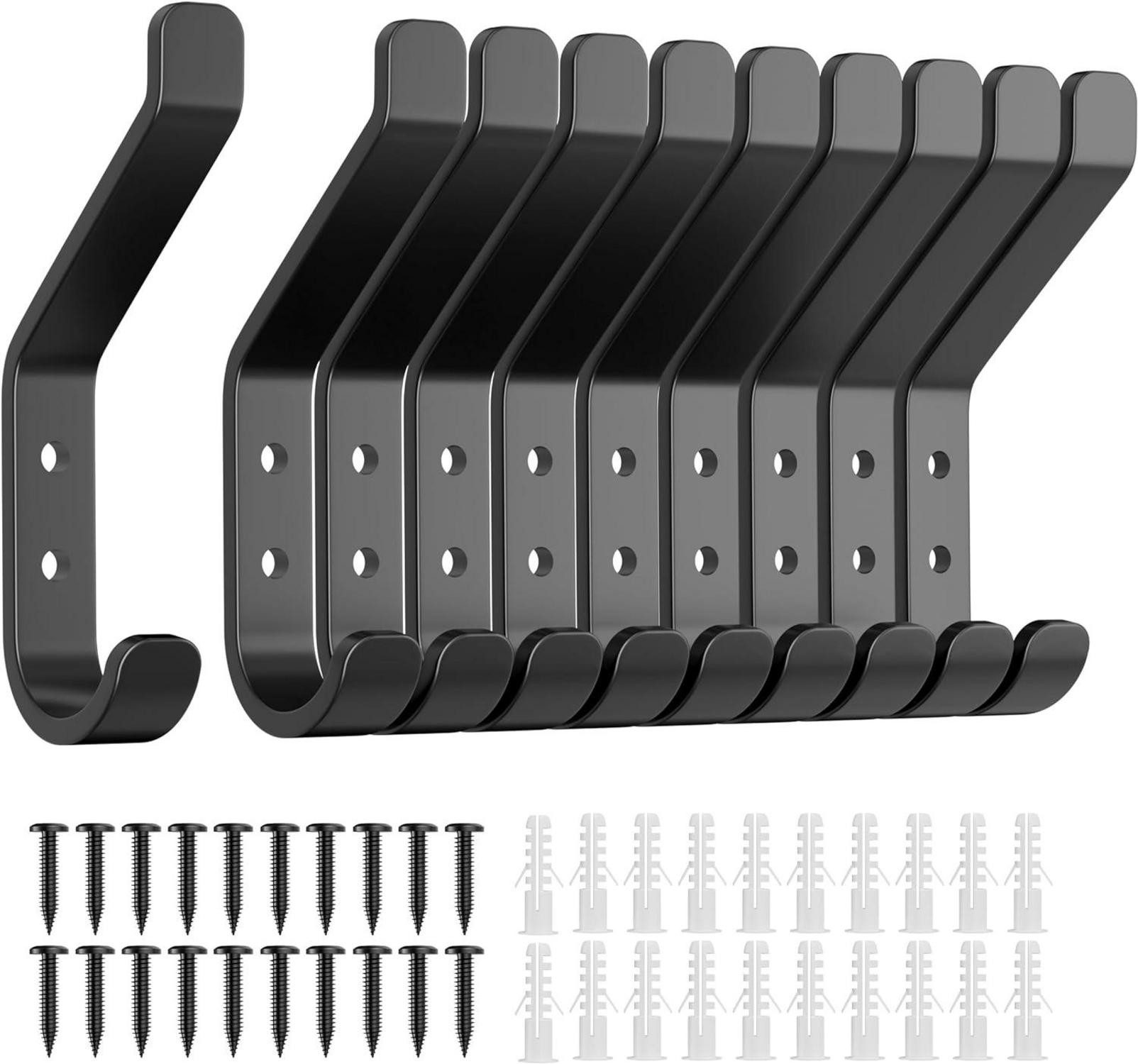 Küchenorganizer-Set Garderobenhaken 10-Stück zum Schrauben Vintage Metall Schwarz