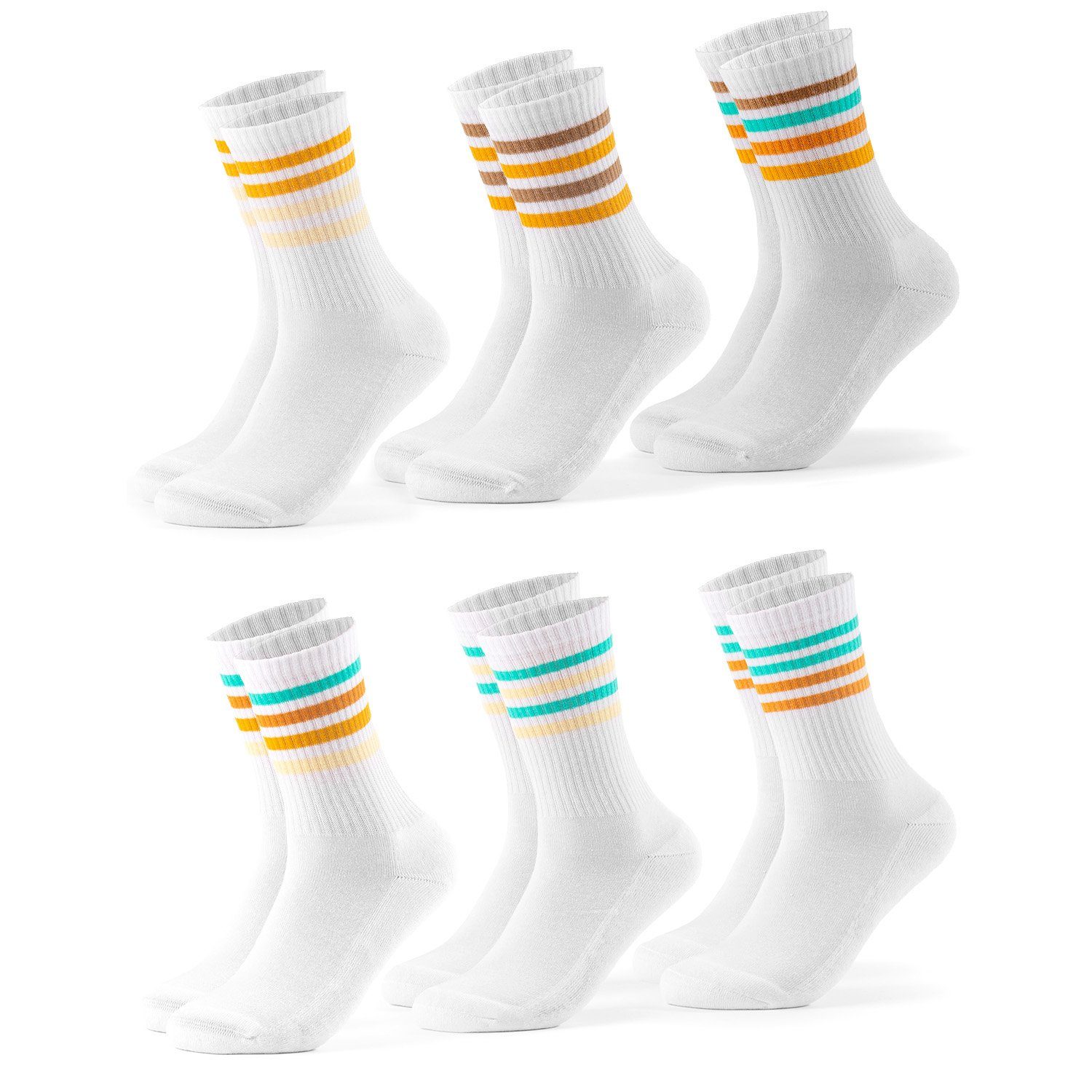 OCCULTO Tennissocken Herren Retro Tennissocken 6er Pack (Modell: Roger) (6-Paar) 70s