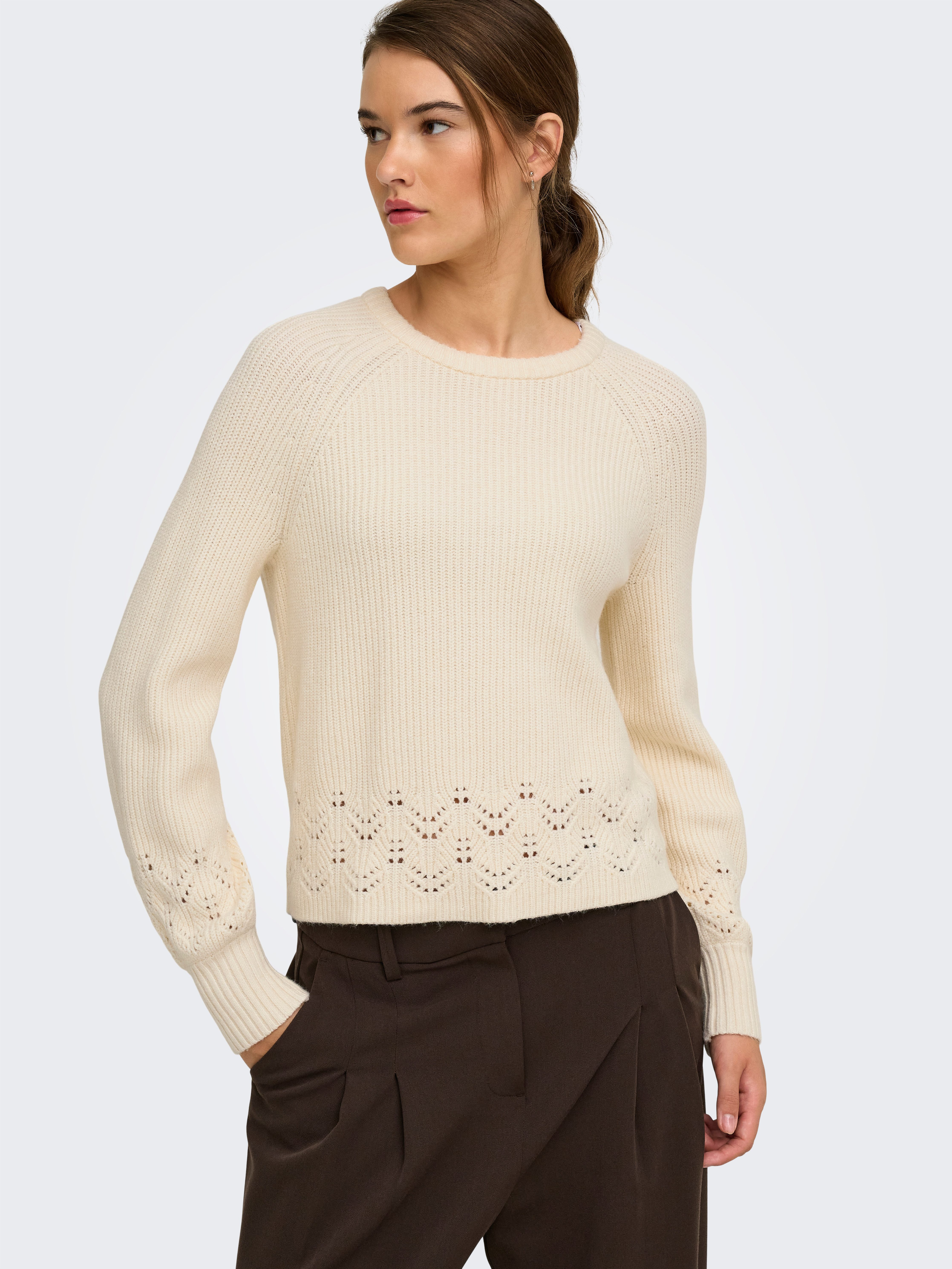 ONLY Strickpullover ONLPRINCESS LS O-NECK DETAIL KNT Viskosemischung, regular fit