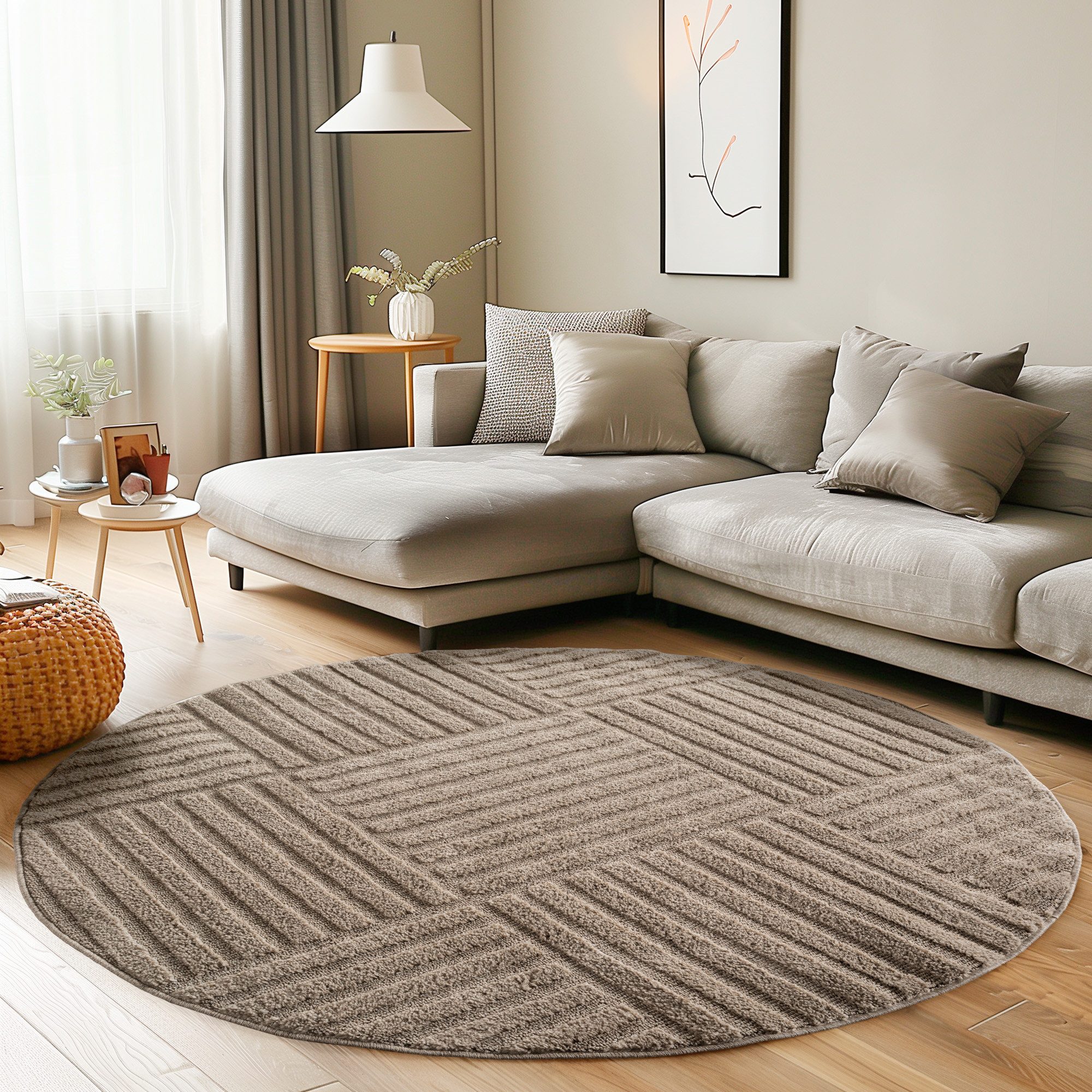 Carpettex Designteppich Skandinavischer Boho, Rund, Höhe: 8 mm, Teppich Wohnzimmer, Schlafzimmer, Gästezimmer