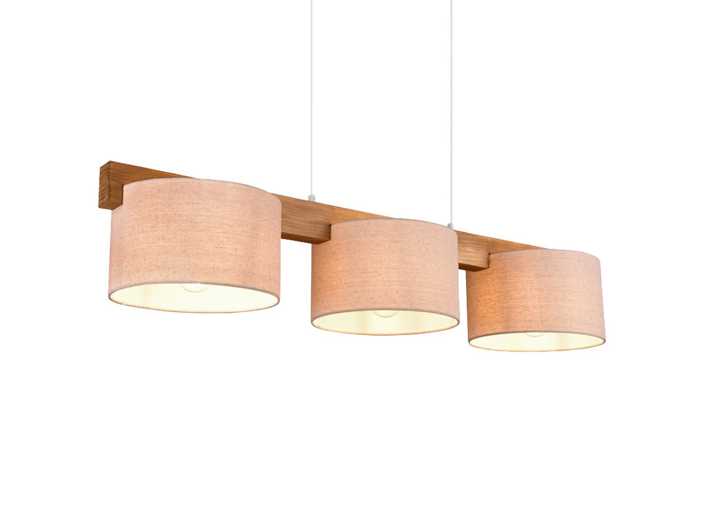 meineWunschleuchte Pendelleuchte mit Holz-Balken & Stoff, Breite 100cm, ohne Leuchtmittel, Esstisch-Lampe hängend, Holzlampe skandinavisch, Esszimmerlampe groß