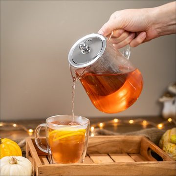 bremermann Teekanne Glas-Teekanne ca. 950 ml Inhalt, Siebeinsatz, Dauersieb, Borosilikat