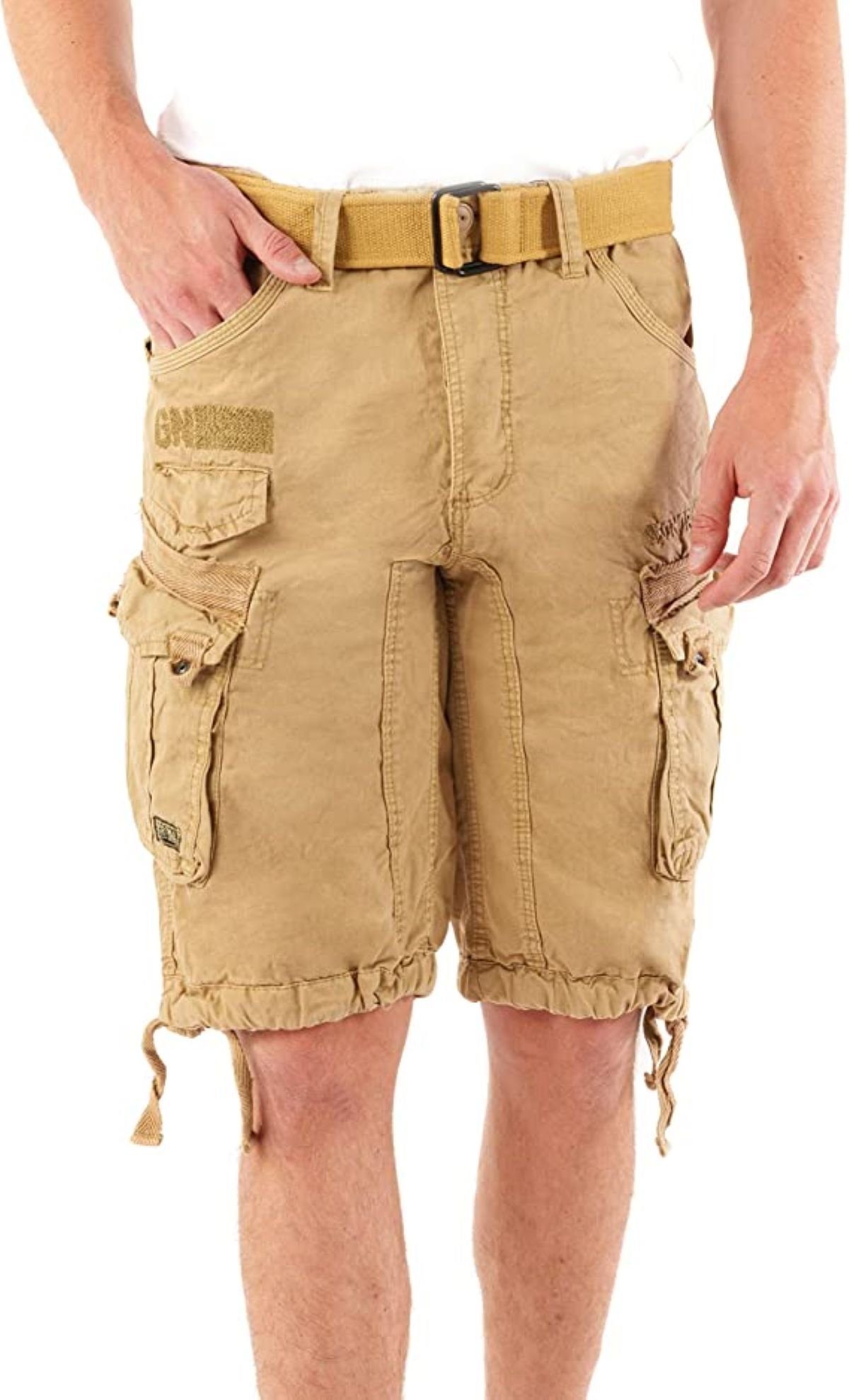 Geographical Norway Cargoshorts Herren kurze Hose Brpanoramique Neu Beige (Packung, 1-tlg) Mit Gürtel