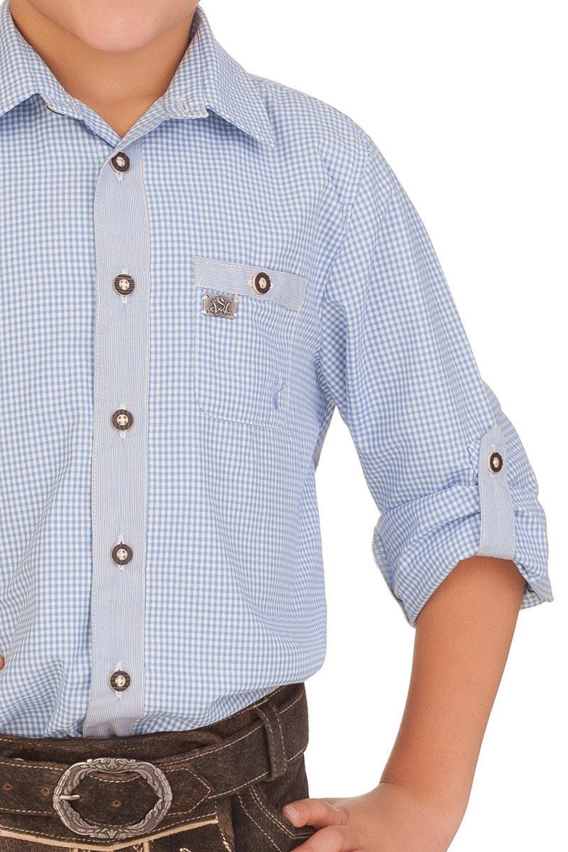 Spieth & Wensky Trachtenhemd Trachtenhemd Kind - FALKE - dunkelrot, hellblau