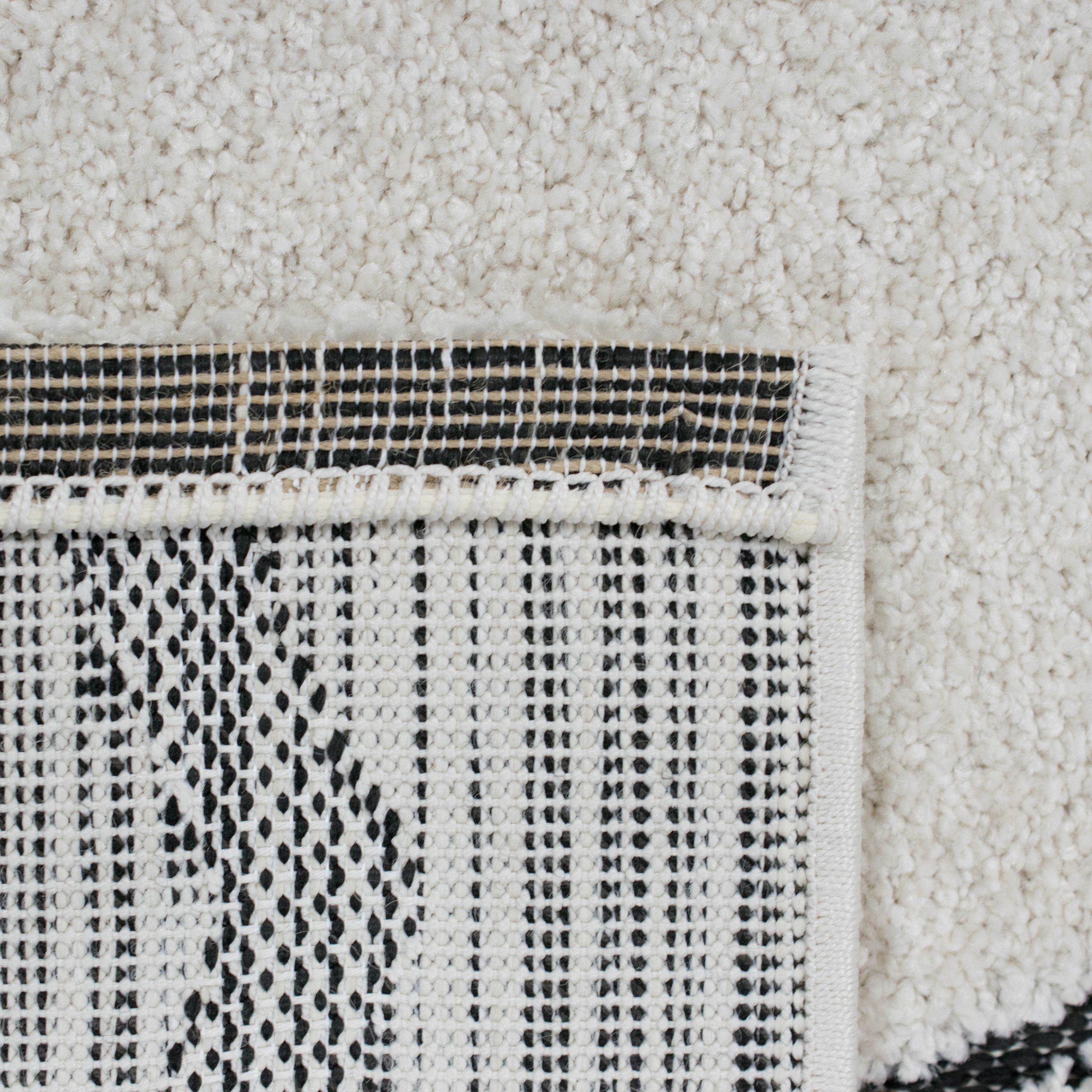 TeppichHome24 Teppich Flauschiger Teppich creme Rauten in schwarz, rechteckig – Bild 5 von 5
