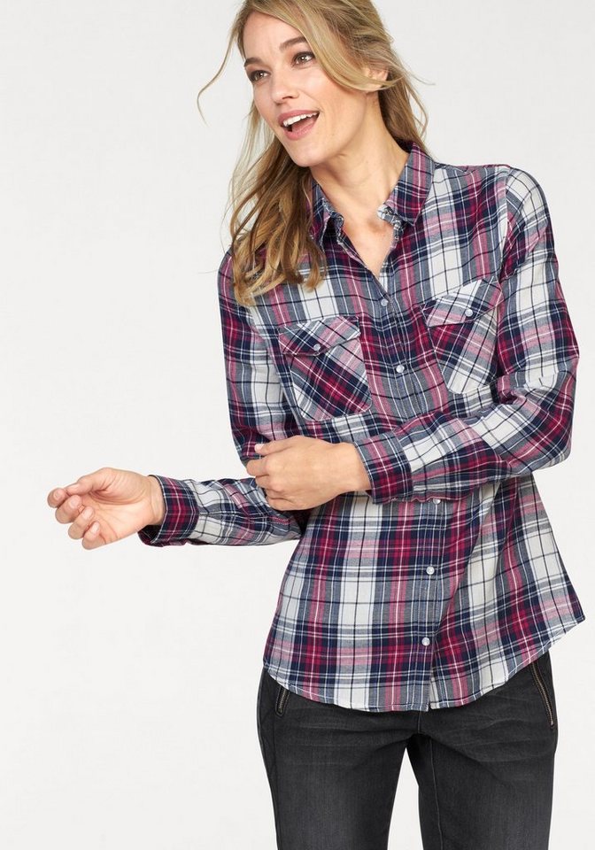 Cheer Flanellbluse mit durchgehender Druckknopfleiste Cheer Flanellbluse mit durchgehender Druckknopfleiste