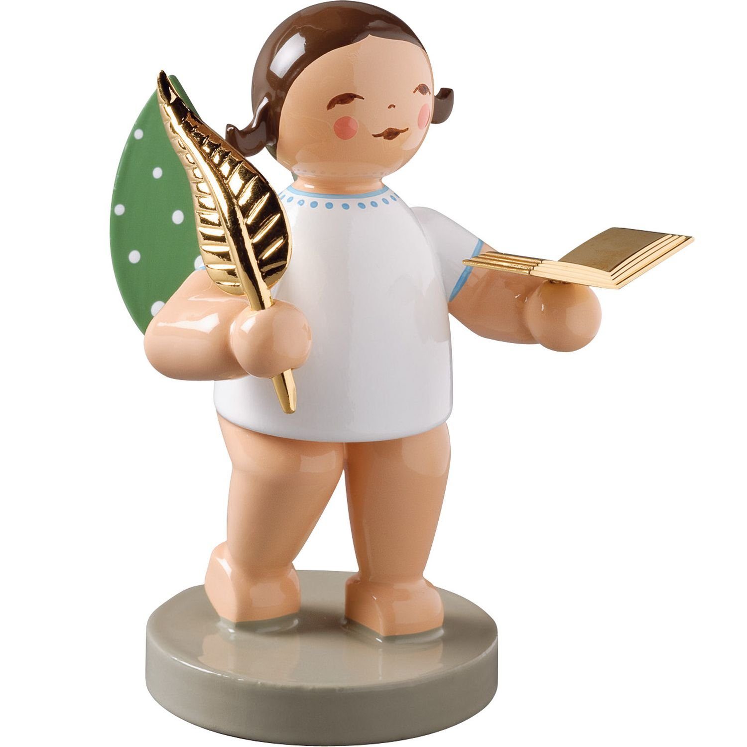 Wendt & Kühn Weihnachtsfigur No 6 Poet, Engel mit Buch und Feder 650/119, Haarfarbe zufällig blond oder braun